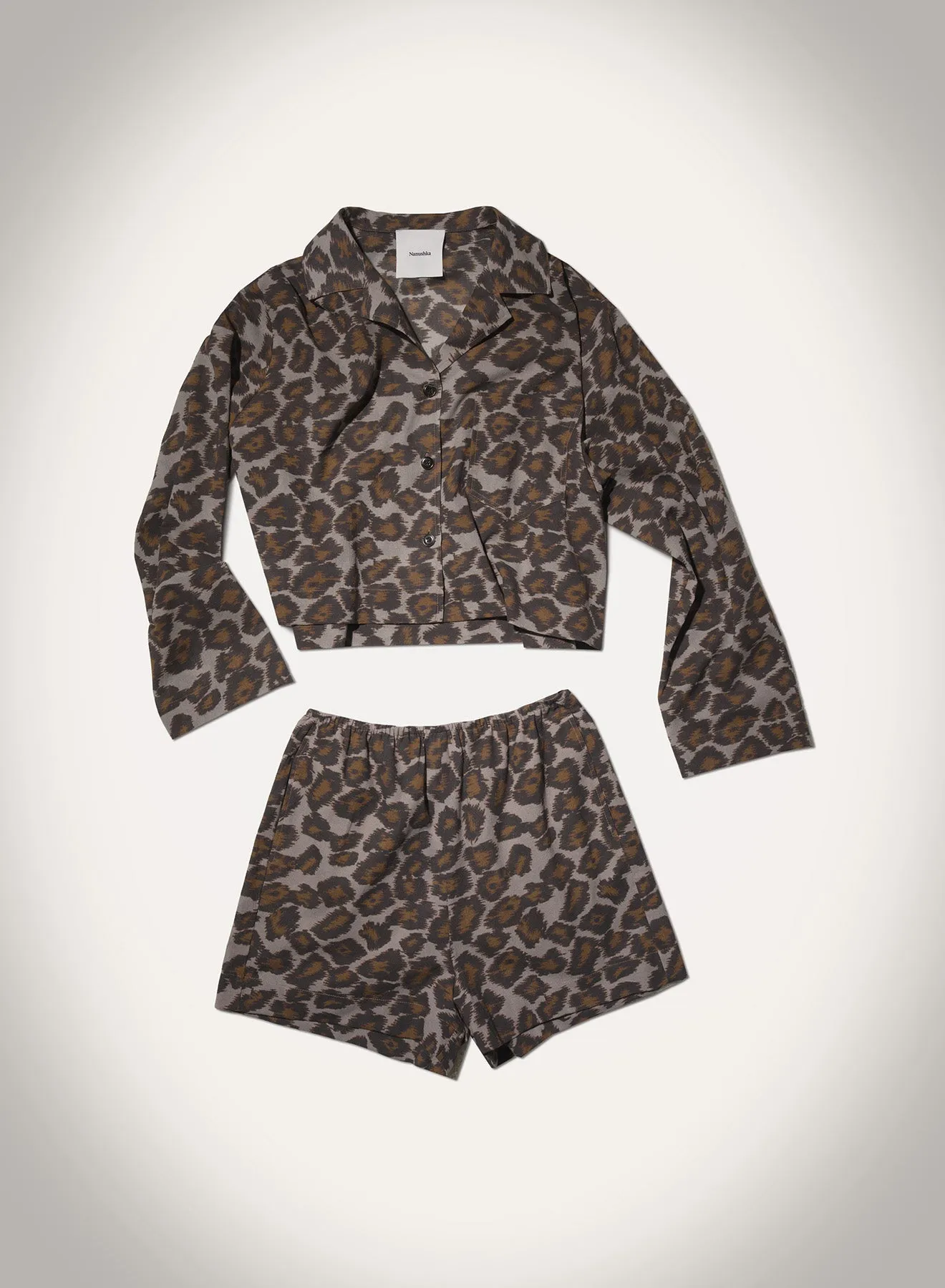 Dylla - Printed Tailored Cotton Voile Shorts - Crayon Ocelot Tailored Fit