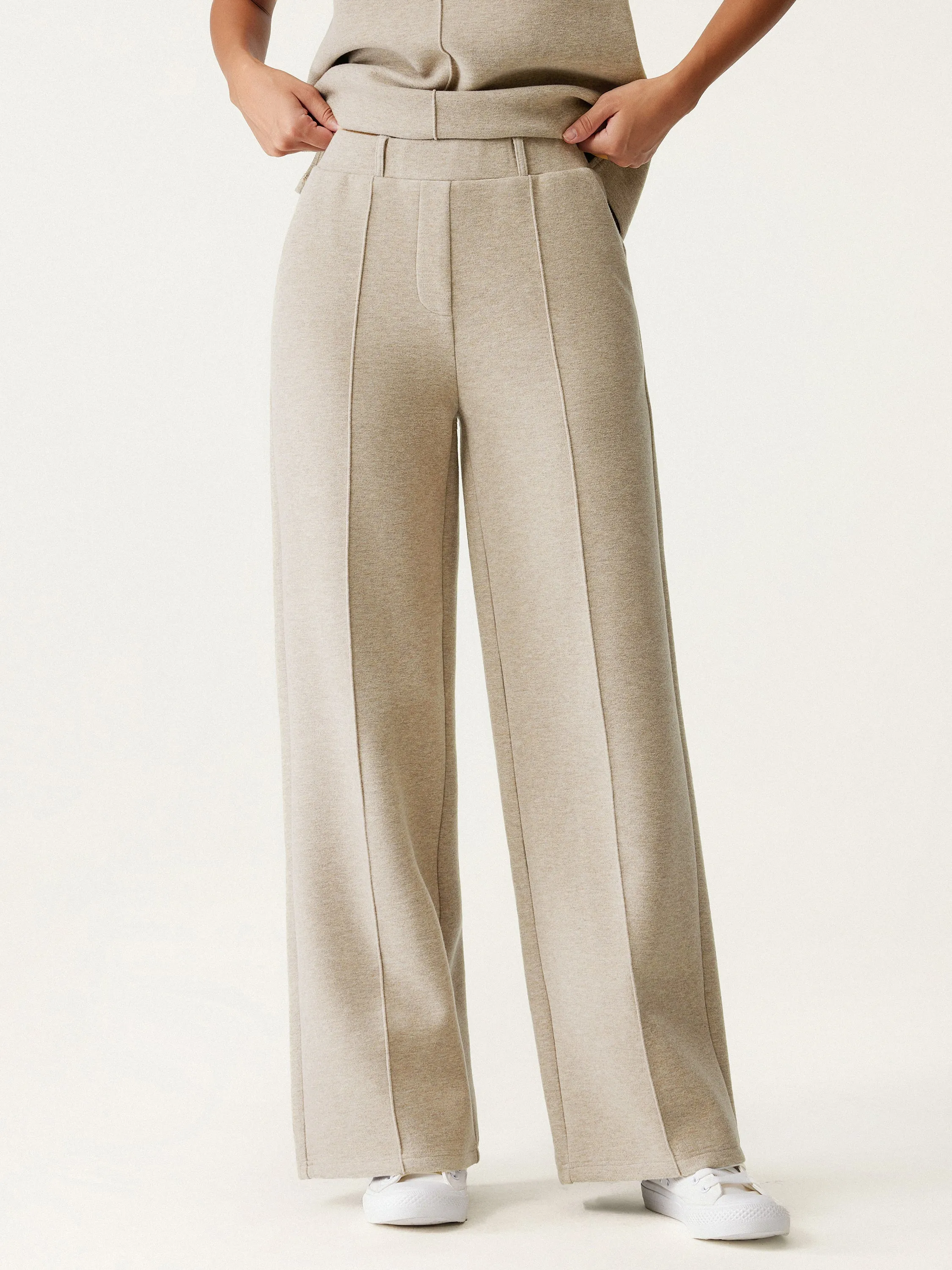 High Waisted Straight Leg Pull On Pant Stretch Panels