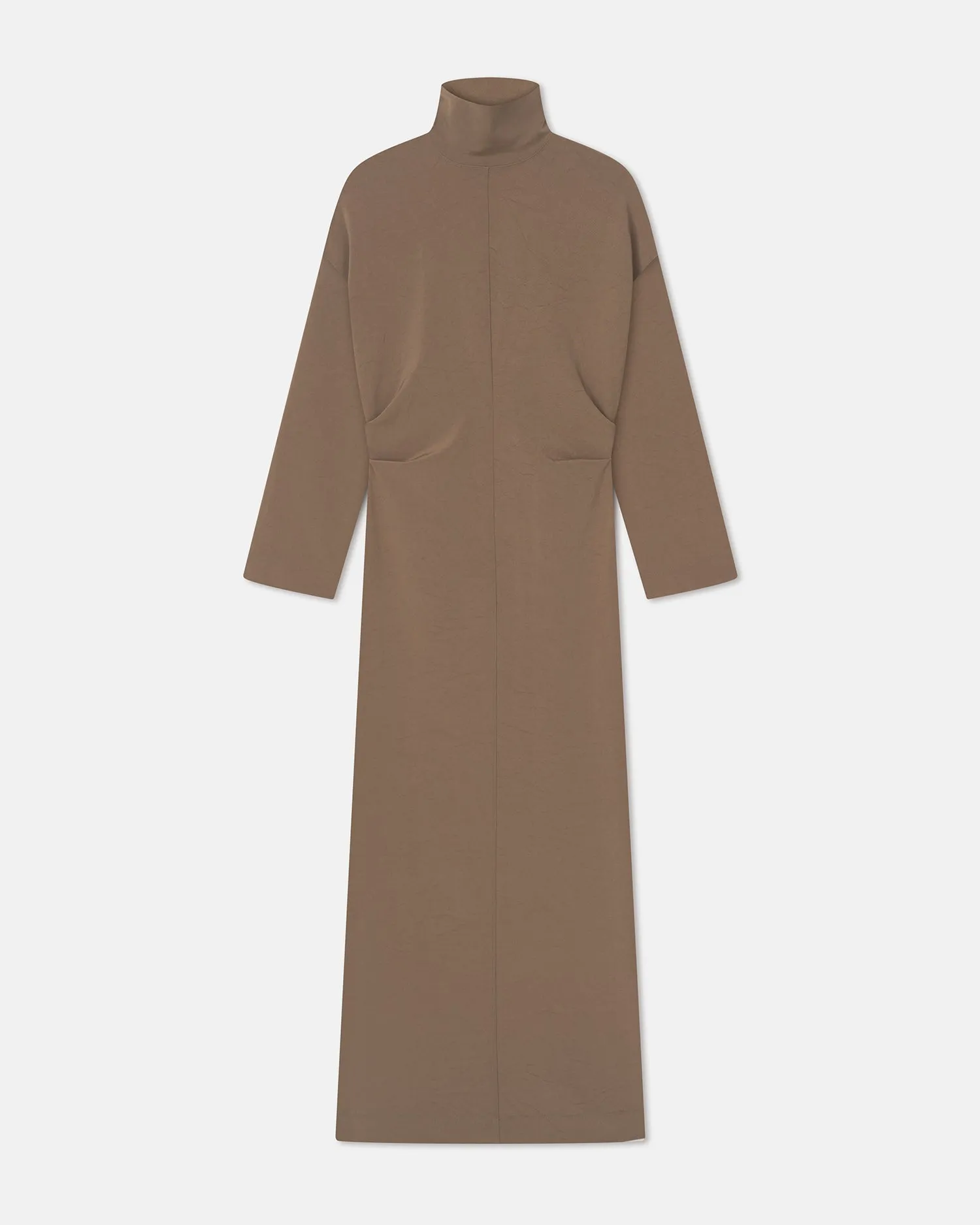 Jamson - Draped Paper Jersey Turtleneck Dress - Brown Flexible Hemline Hypoallergenic Lining