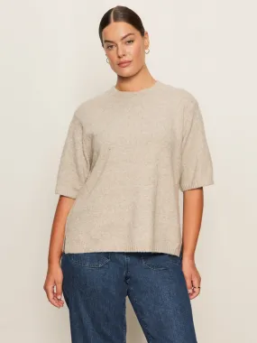 Self Fabric Tie Perfect Sweater Tee Heather Pearl Extended Sizing
