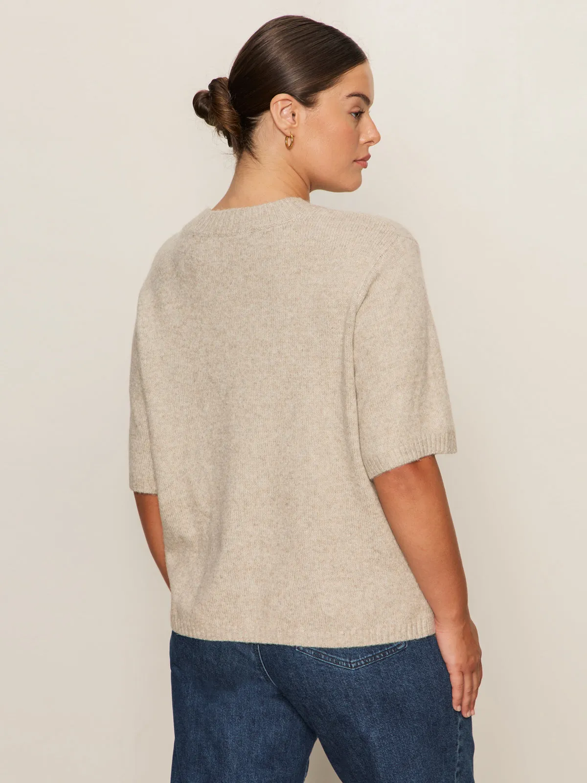 Colorfast Material Perfect Sweater Tee Heather Pearl Extended Sizing