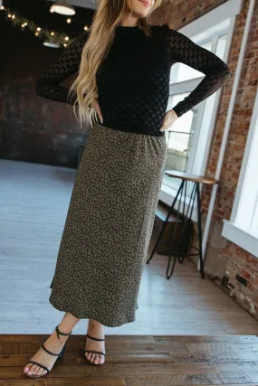 Toasted Leopard Midi Skirt - FINAL SALE FlexibleSole Stretchable Blend