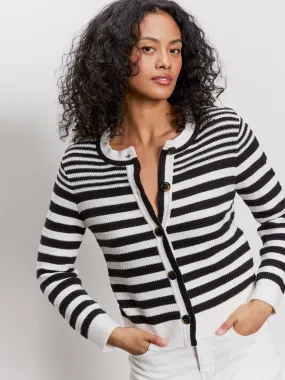 Soft Touch Feel City Summer Cardi Black/ Macrame Multi Stripe