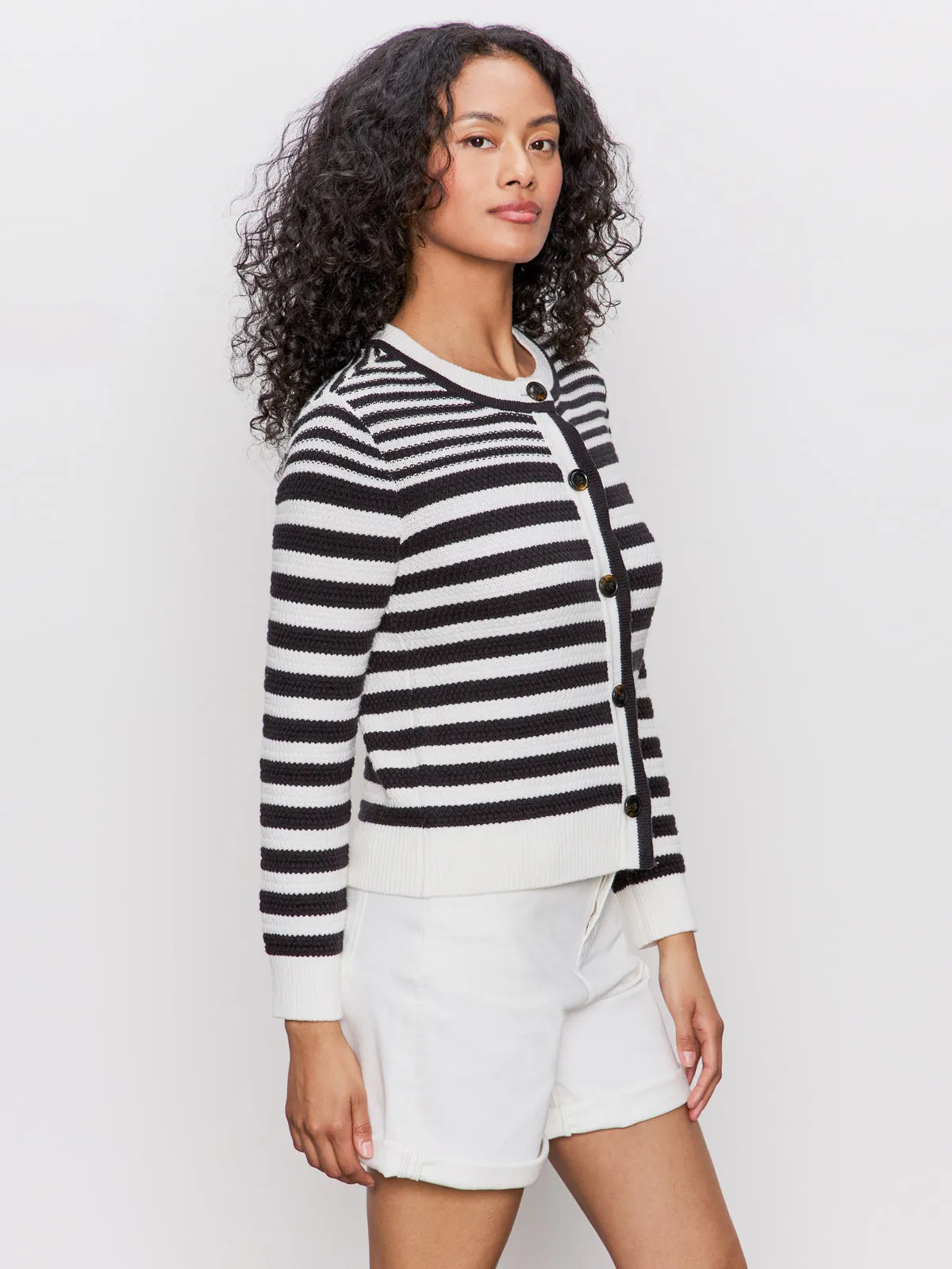 City Summer Cardi Black/ Macrame Multi Stripe Quick Dry Lining