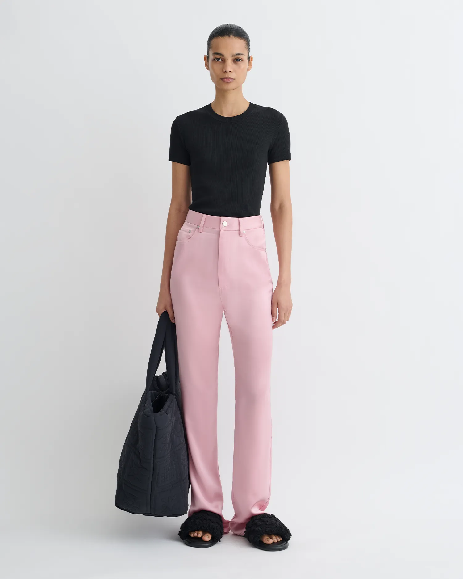 Tita - Slip Satin Pants - Pink RollUpSleeves