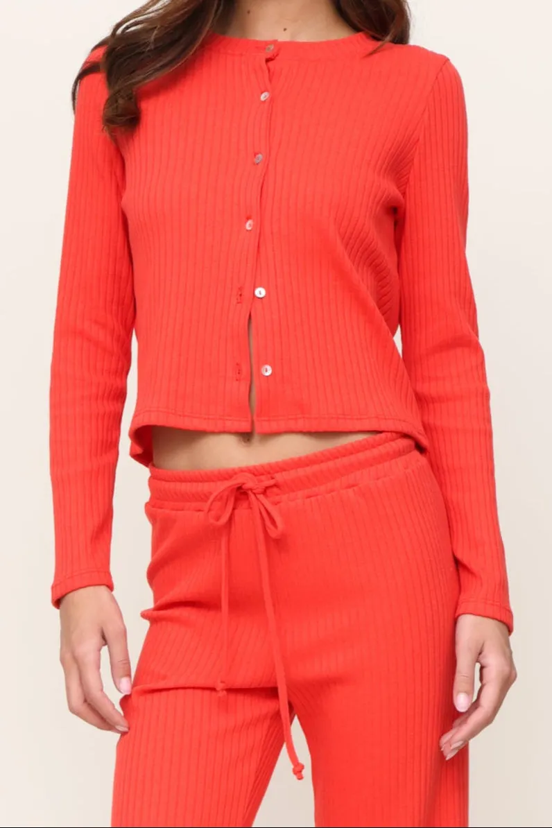 Lazy Day Rib Cardigan Layered Hem Reinforcement WrinkleFree Finish