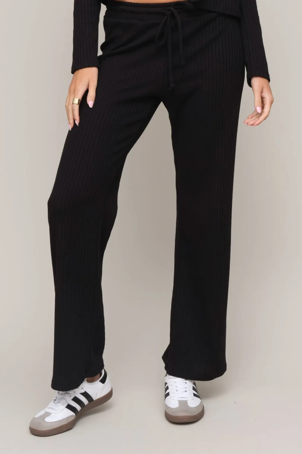 Lazy Day Rib Wide Leg Pant ThermalRegulation NonChafing Fabric