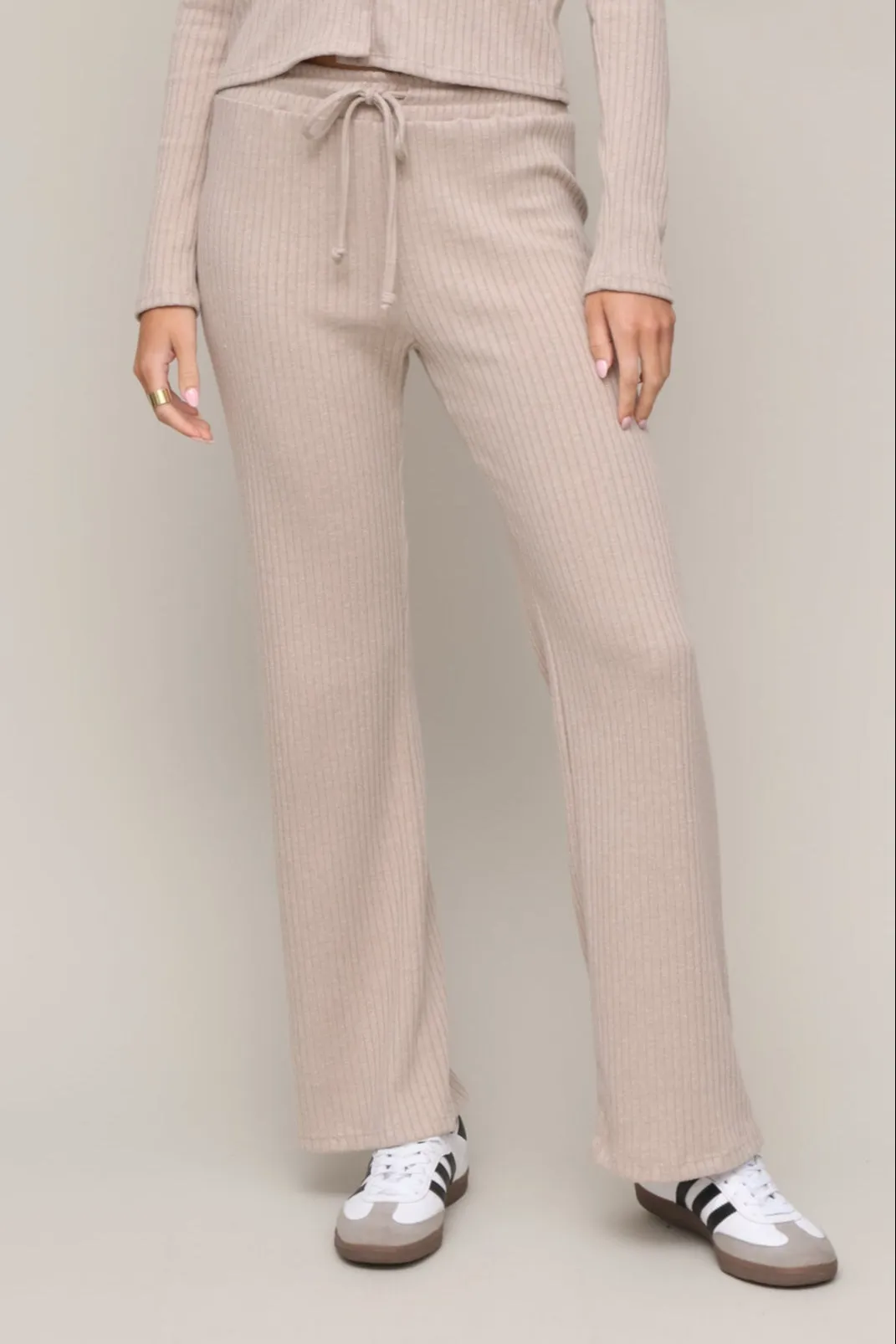 Tear Resistant Fiber Blend Lazy Day Rib Wide Leg Pant