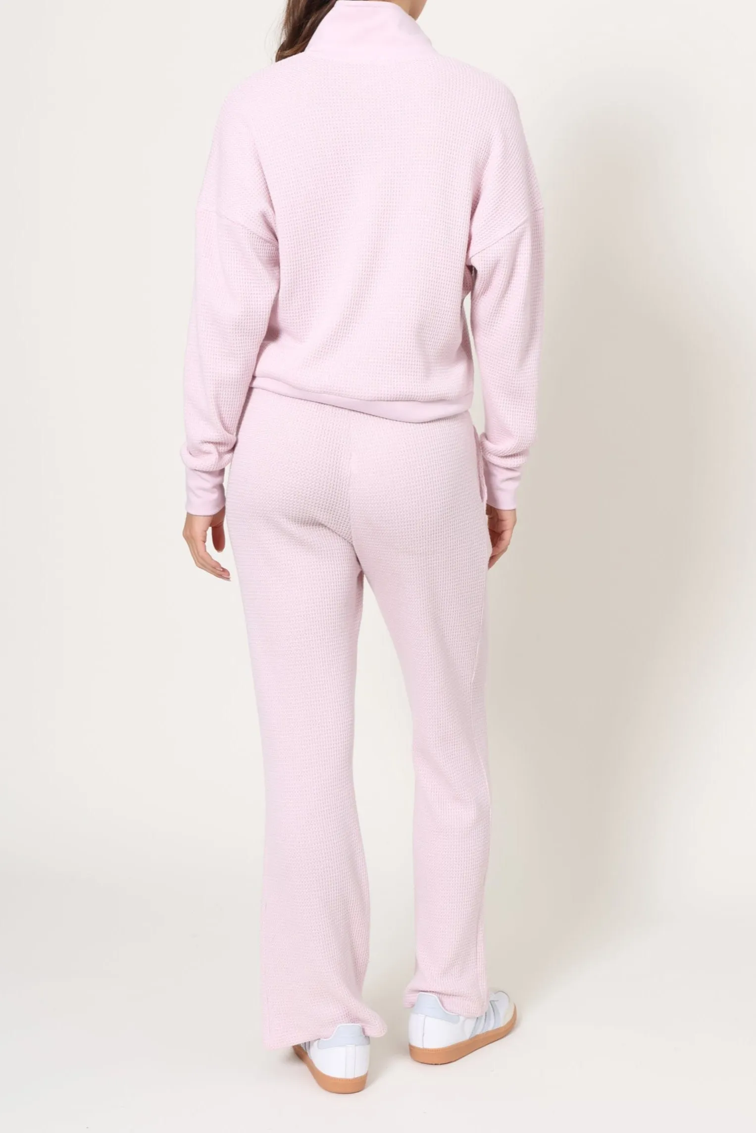 Lazy Day Waffle 1/4 Button Up summer look Rolled Hem Detailing