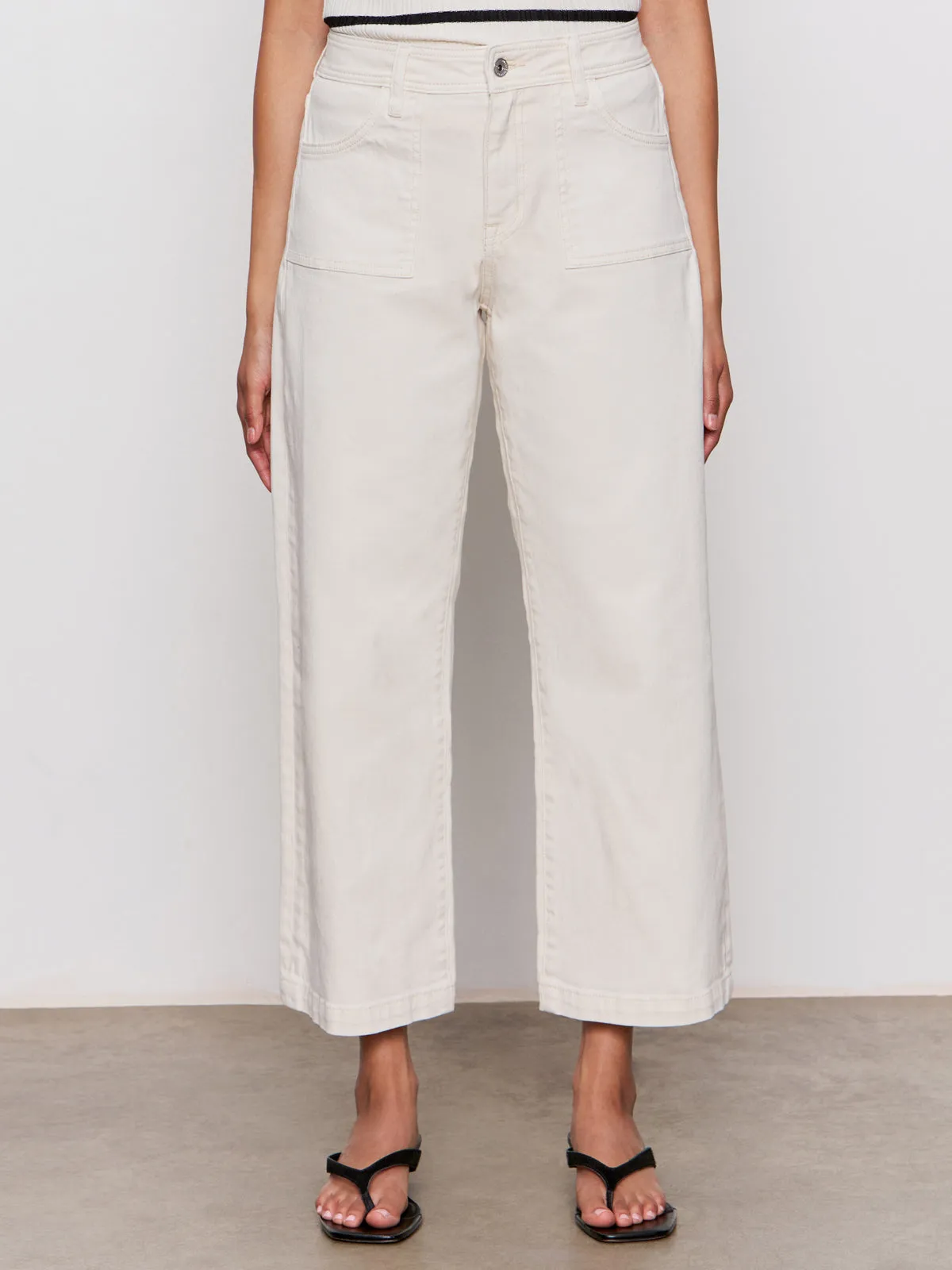 League Crop Jeans Light Oat Unisex Friendly Popular Style