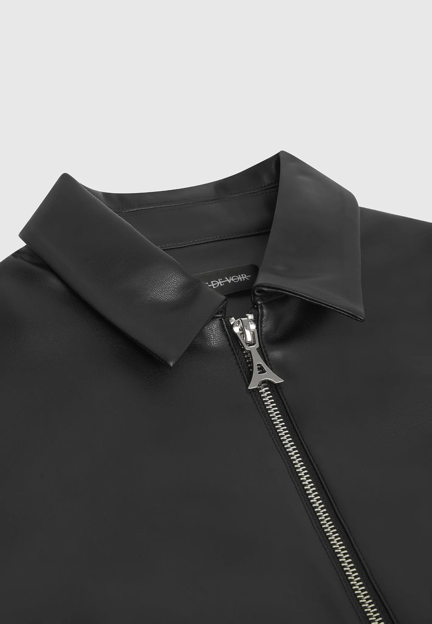 Easy Wear Look Comfortable Shape Leather Shirt - Black