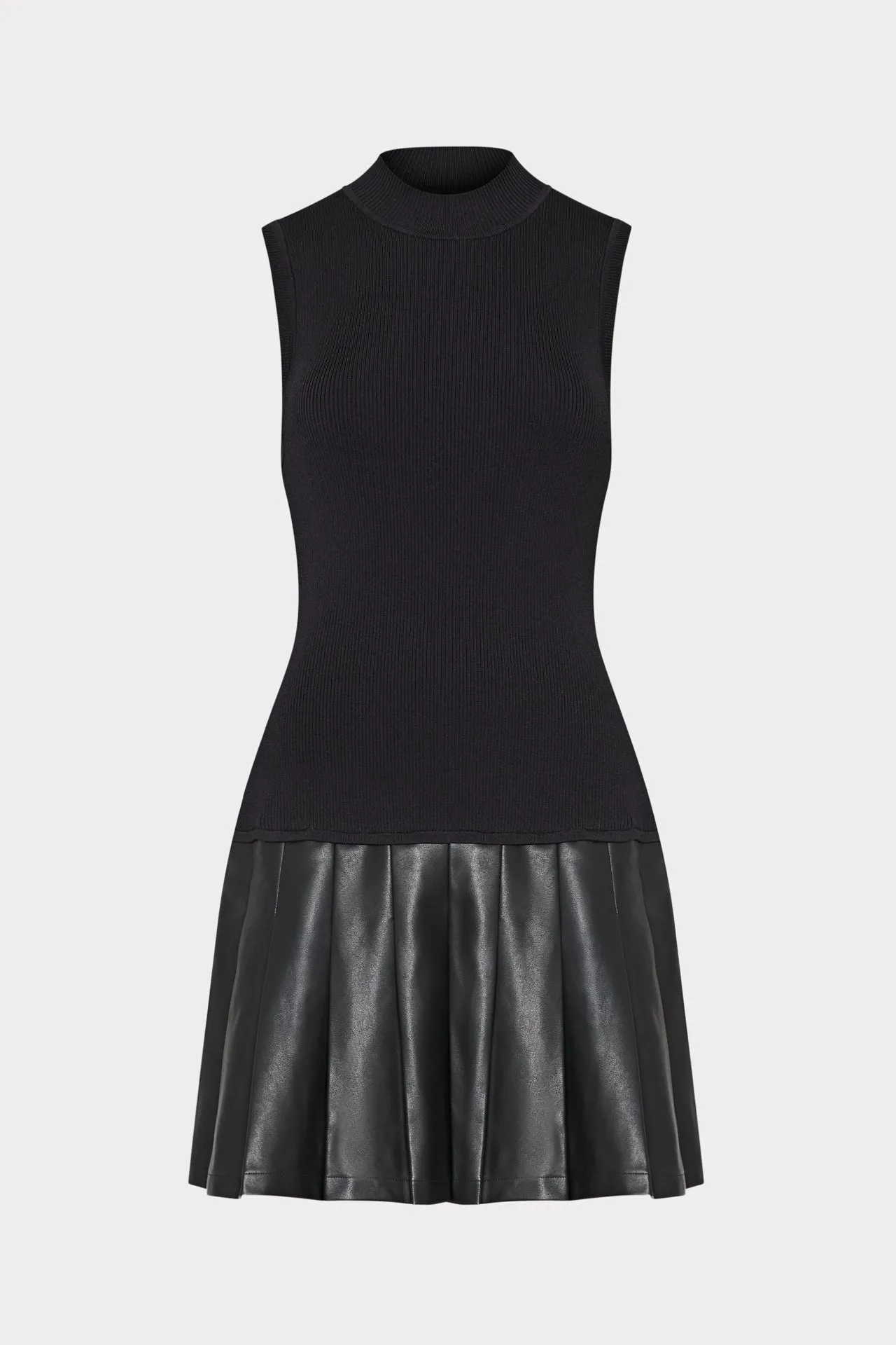 Cool Fabric Leather Skirt Knit Dress