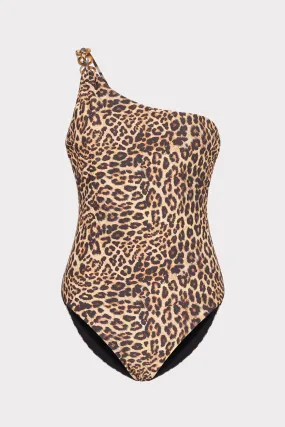 Leopard One Shoulder One Piece Ultraviolet Protection Outdoor Adventure