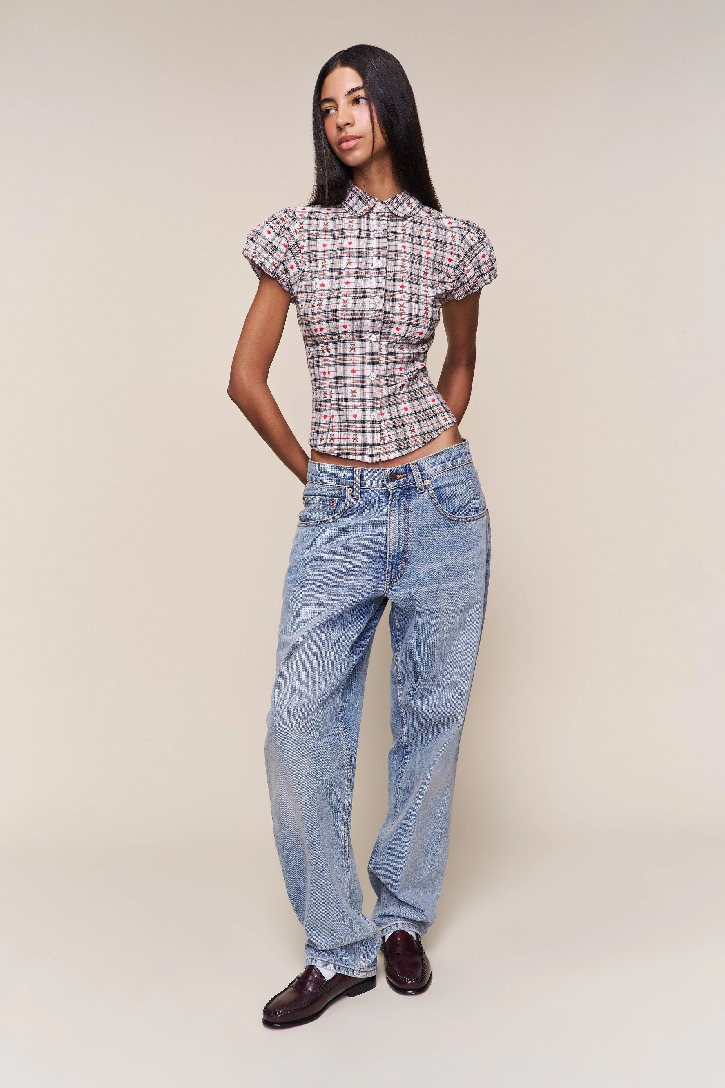 Liana Plaid Top HeatRegulating Easy Care Fabric