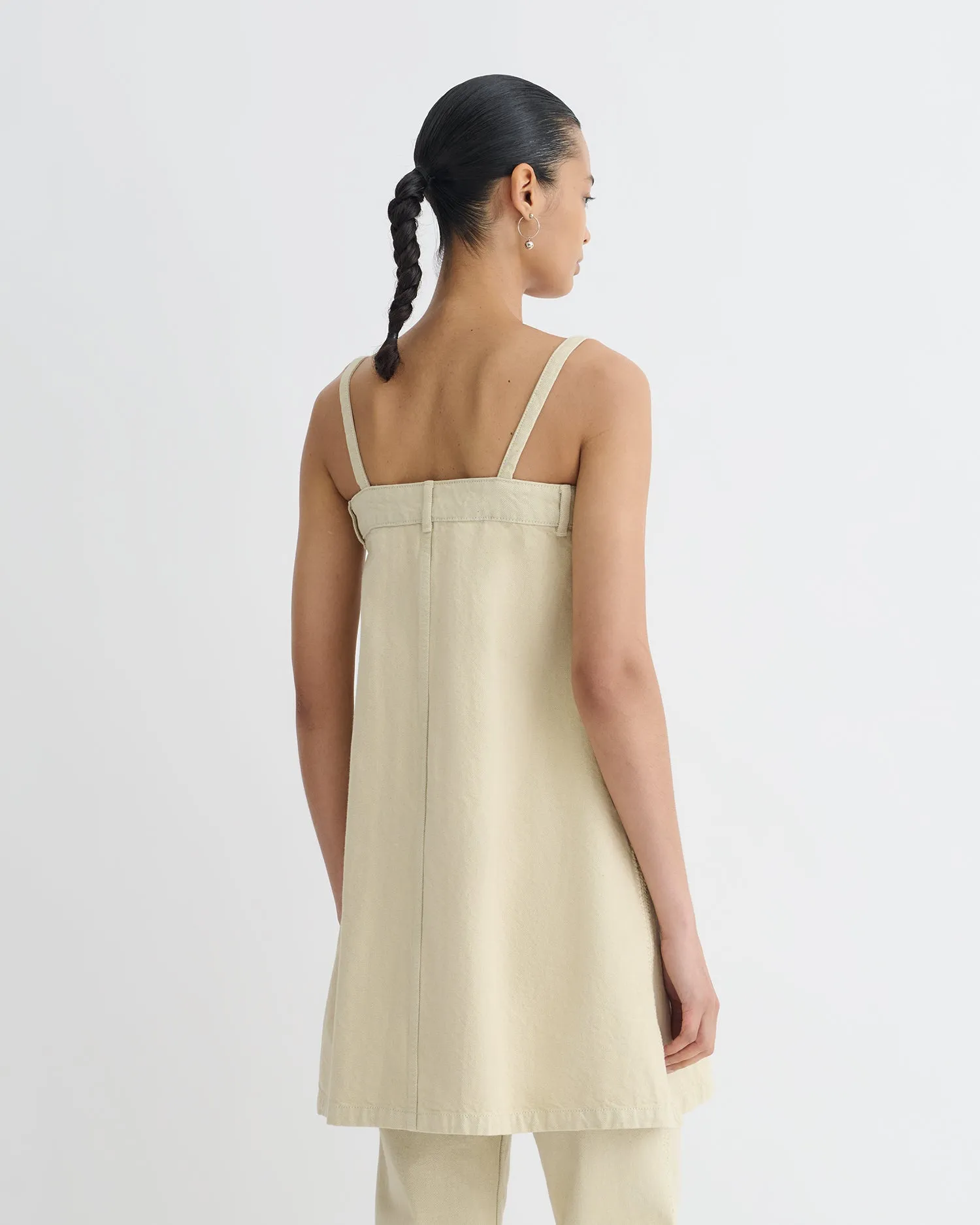 Lidwina - Denim Mini Dress - Beige slim fit