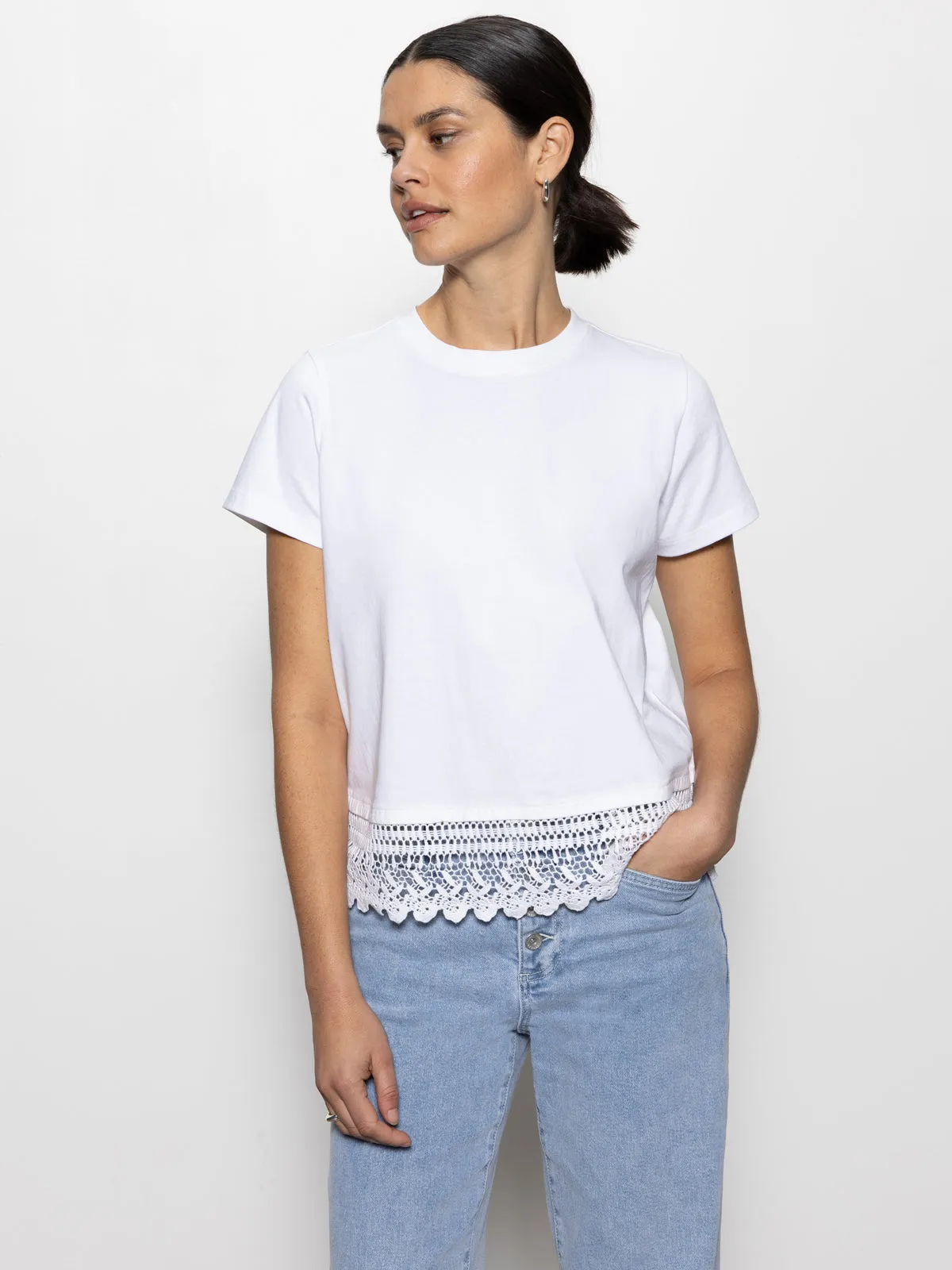 Lace Remix Perfect Tee White Vacation Outfit