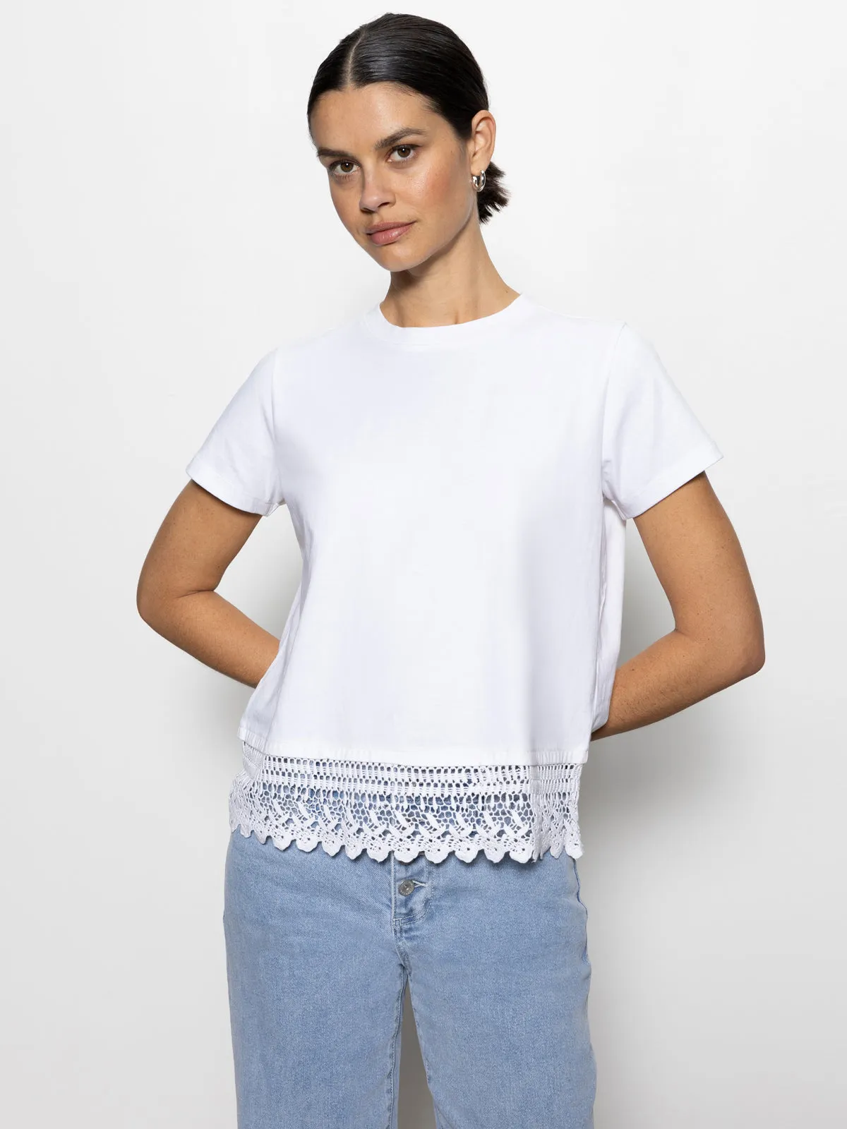 Lace Remix Perfect Tee White Cozy Wear