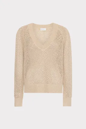 Multipurpose Layering Piece Sequin Mesh V-Neck Sweater