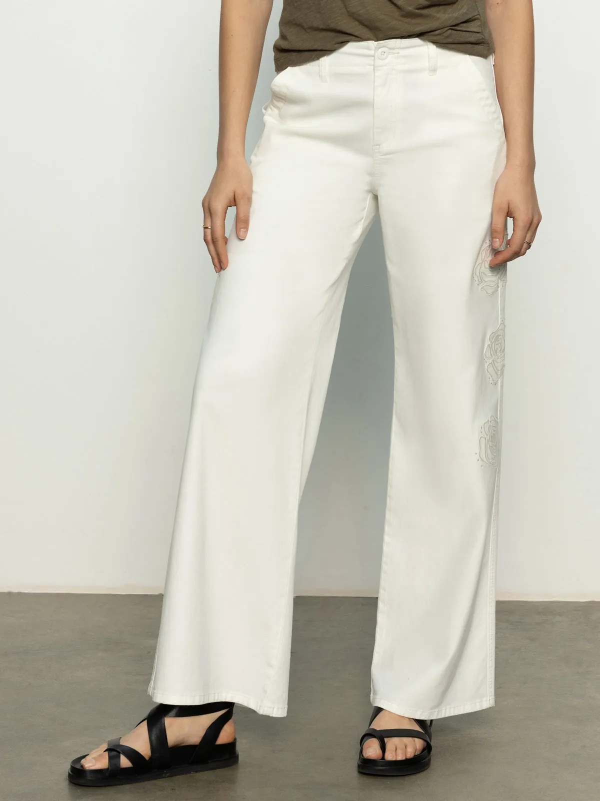 Rosette Army High Rise Pant Powdered Sugar Barrel Waist Fashion-Forward