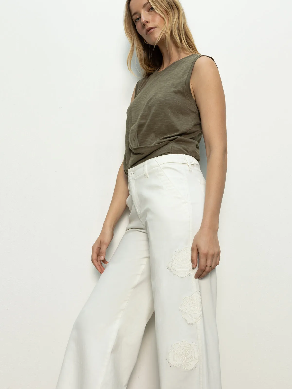 Rosette Army High Rise Pant Powdered Sugar Belt loops