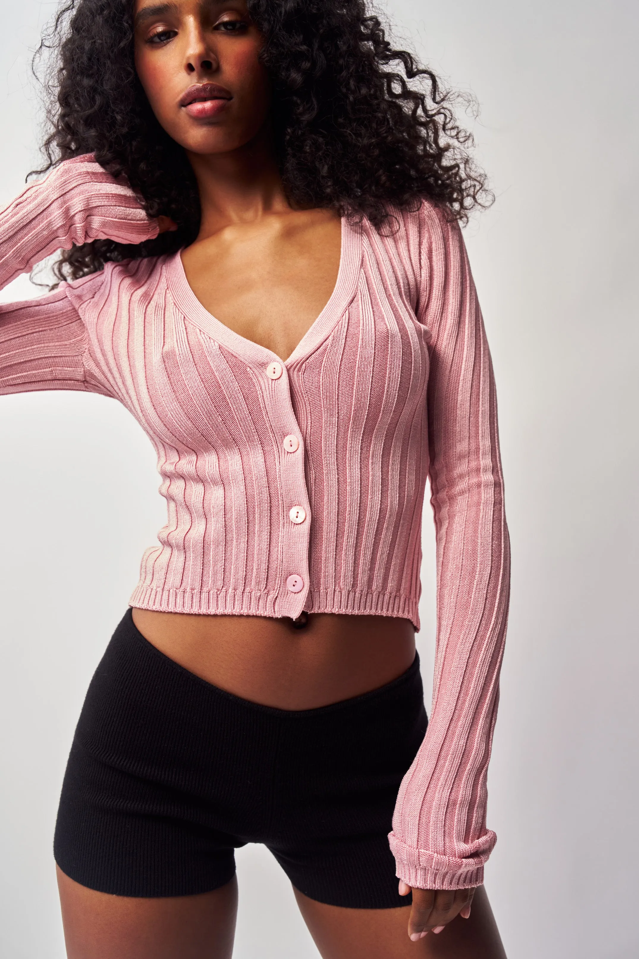 Slinky Rib Cardigan Thermal Regulating Flexible Knit