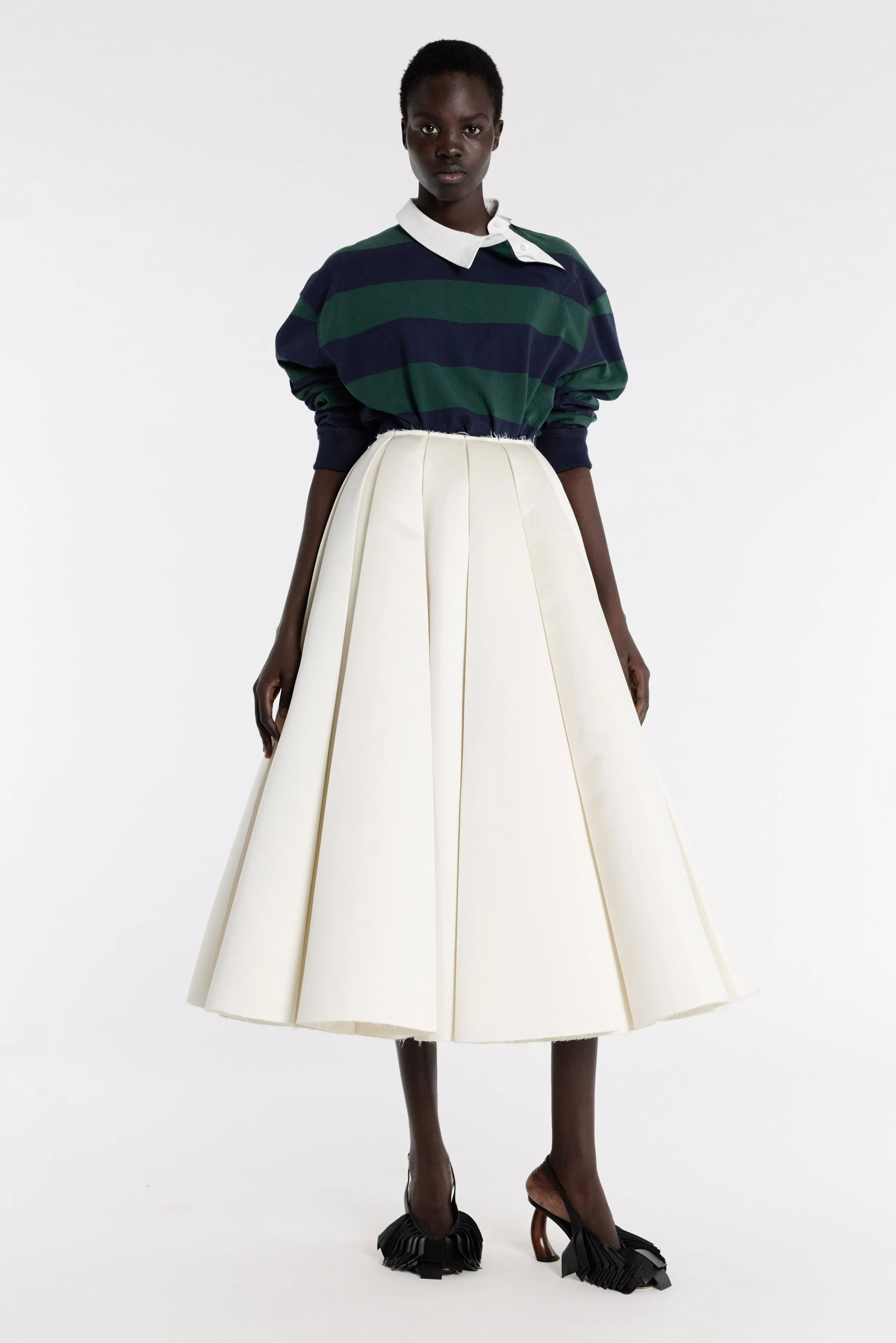 Timeless Trend Texture Focus Satin Panelled Skirt Ivory
