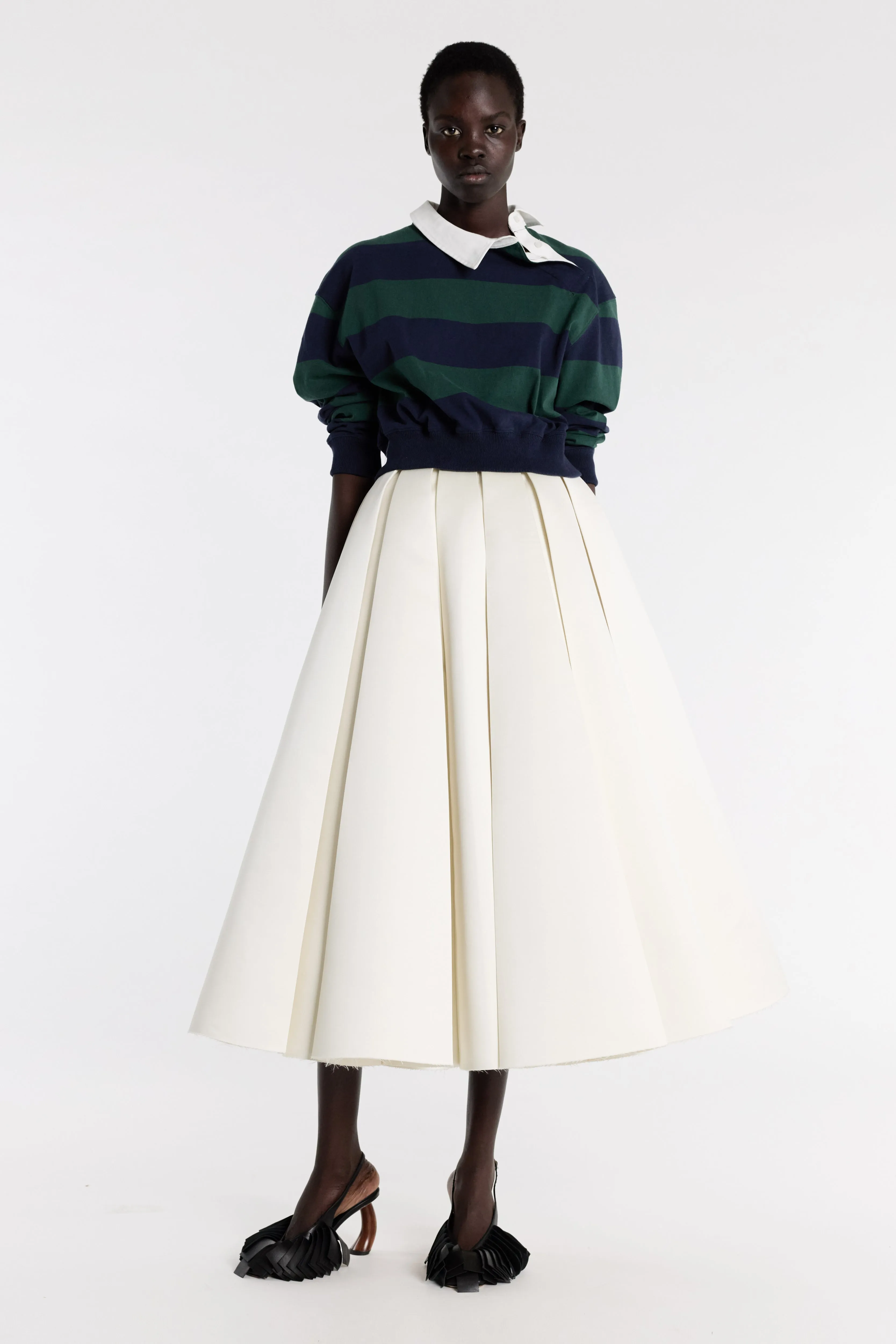 Satin Panelled Skirt Ivory Casual Wear