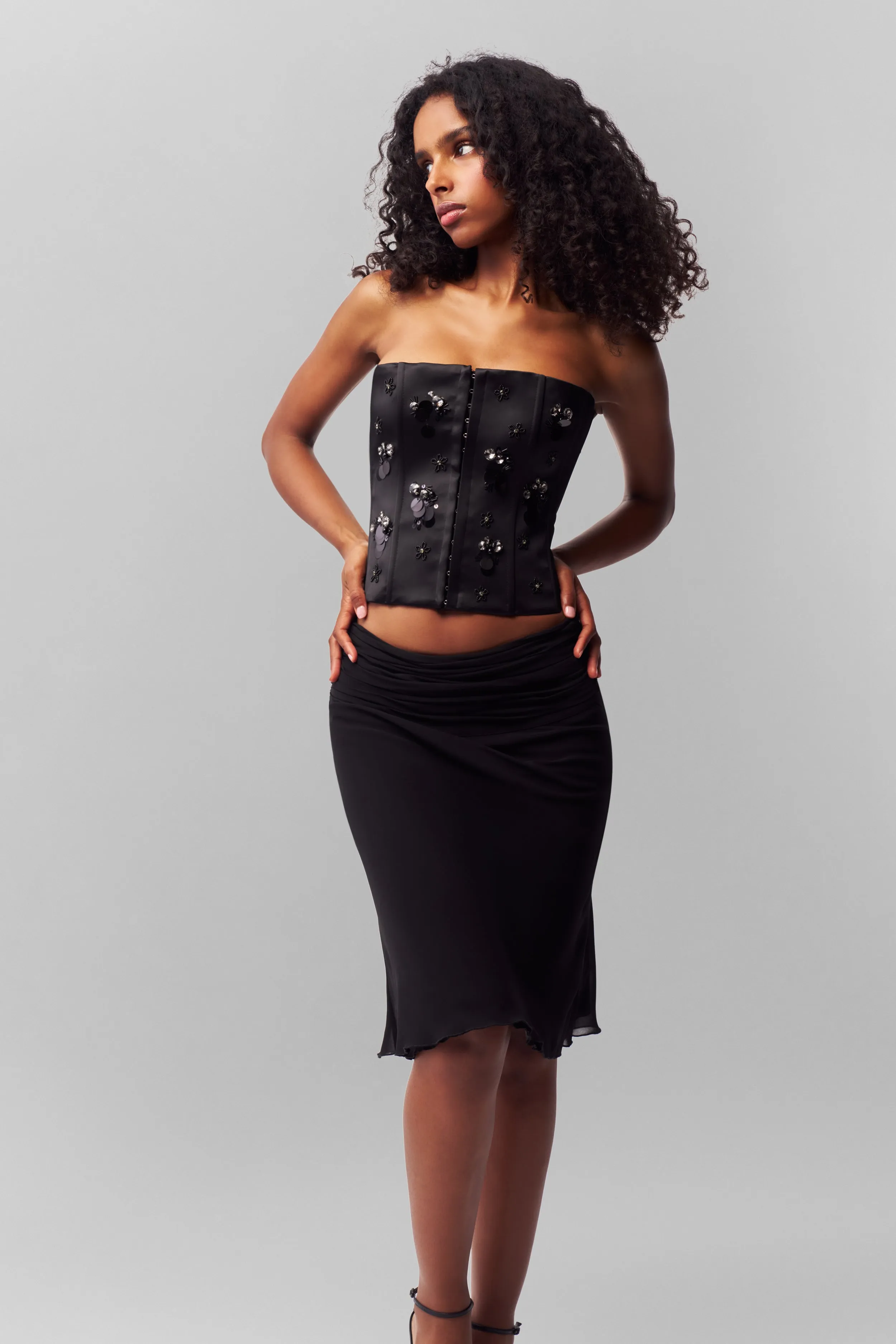 Friction Reducing Technology Embellished Satin Corset