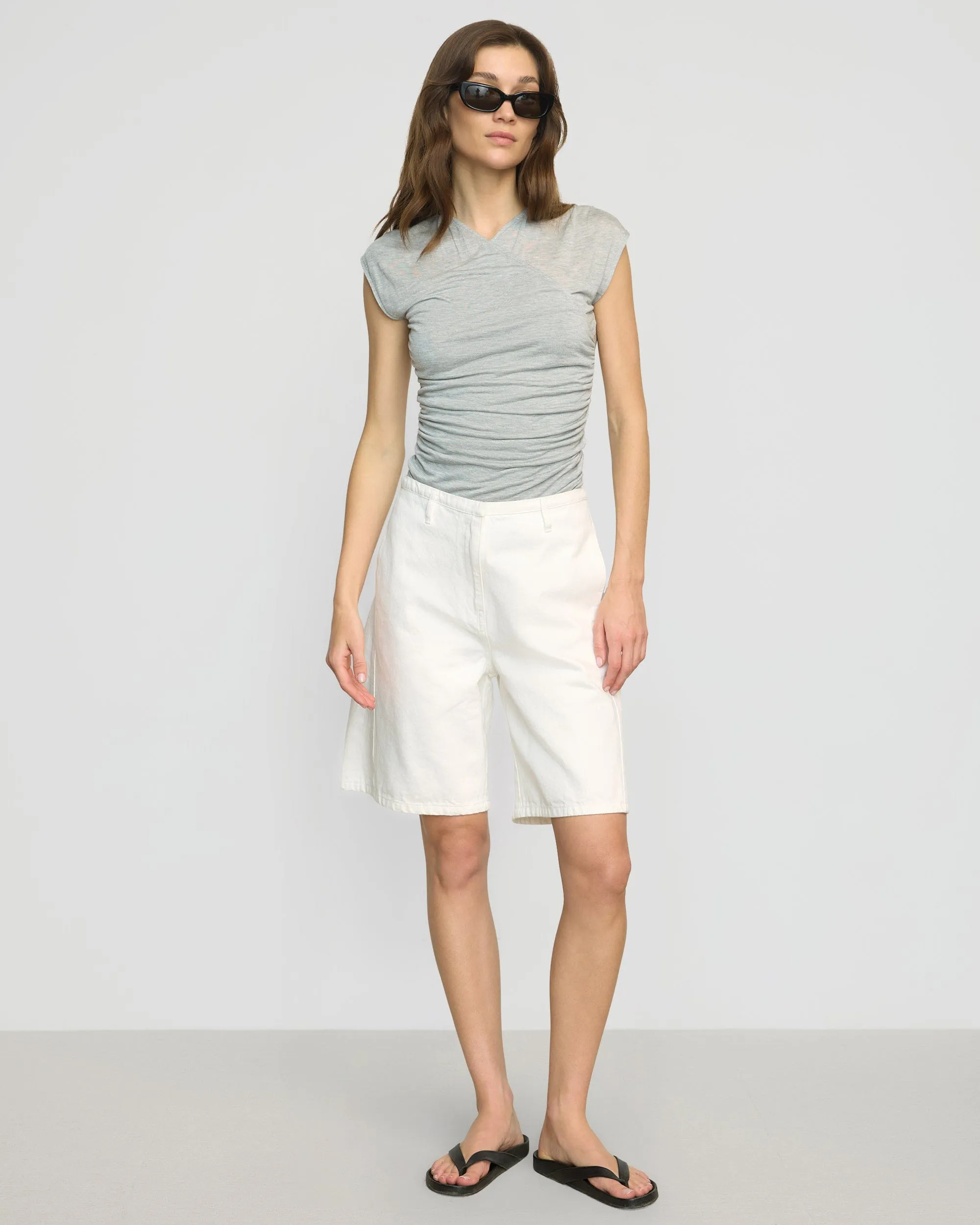 EcoFriendlyMaterial Lila Tencel Wrap-Neck Tee