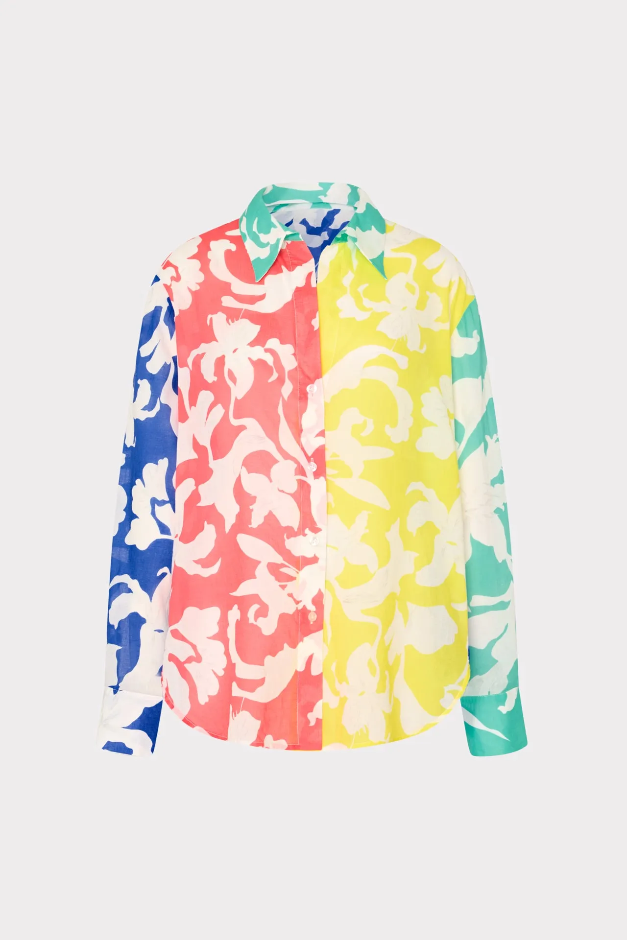 Lily Silhouette Cotton Voile Button Down Multi Pocket Design Ocean Waves