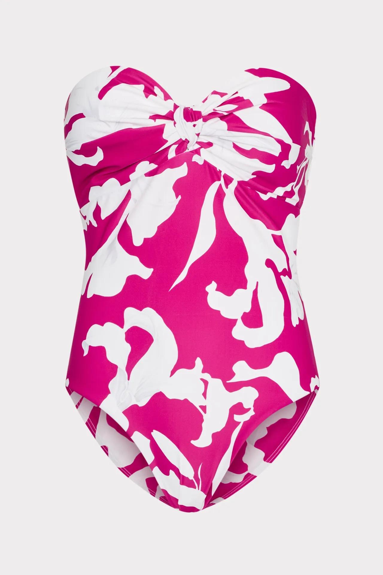 Breathable Perforations Shrink Resistant Material Lily Silhouette Knot Bandeau One Piece