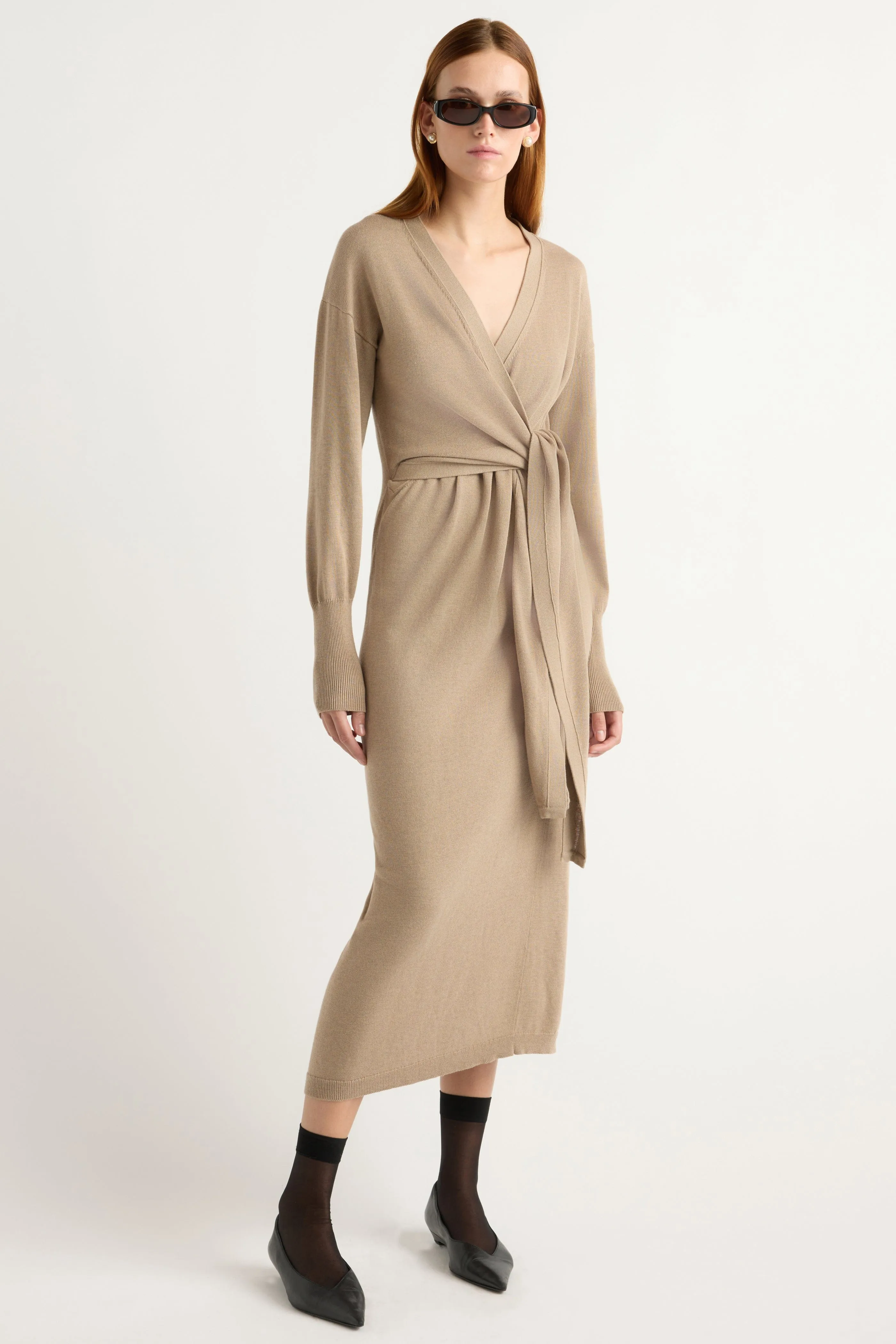 Linden Front-Wrap Sweater Dress Holiday-Party Layering-Piece