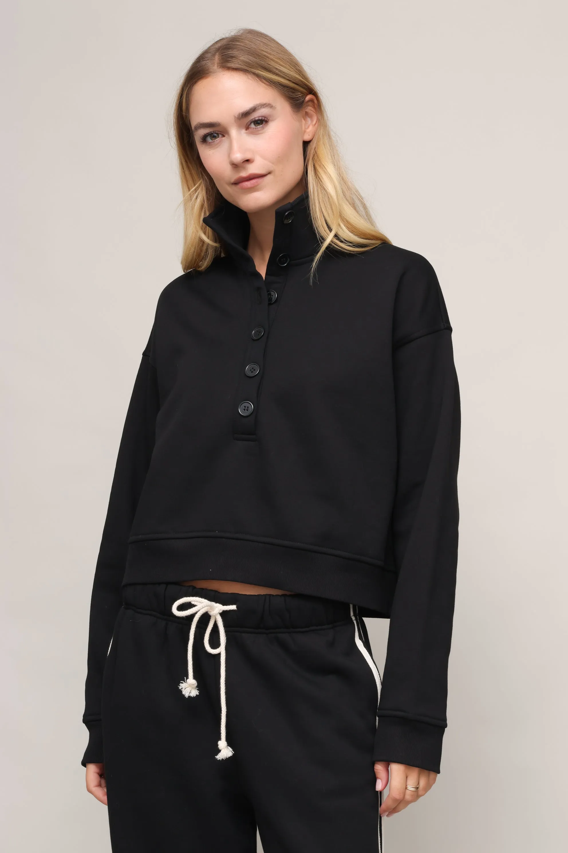 Vintage Hoodie Modular Pocket Layout Line Up Button Henley Sweatshirt