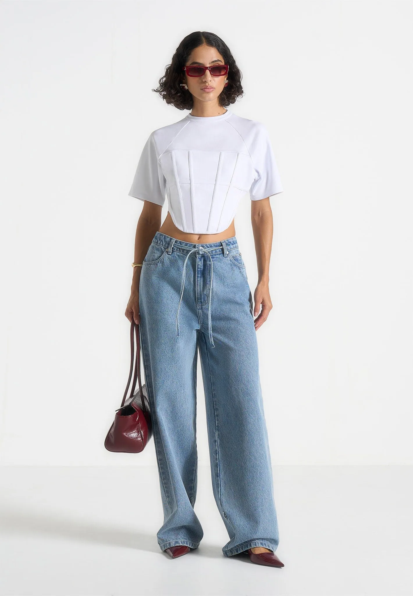 Chilly Day Wear Holiday Wear Juline - Corset T-Shirt - White