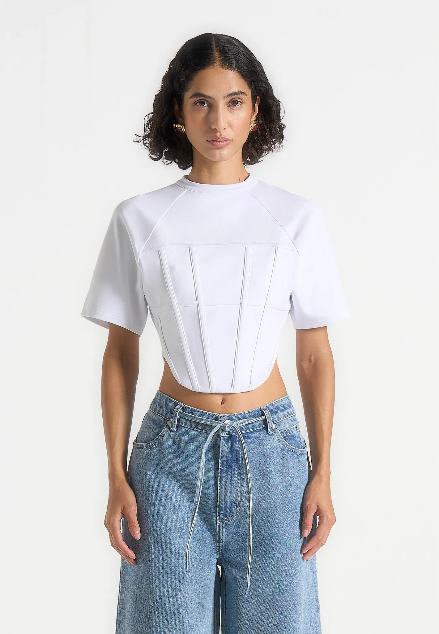 Stylish Wear Juline - Corset T-Shirt - White