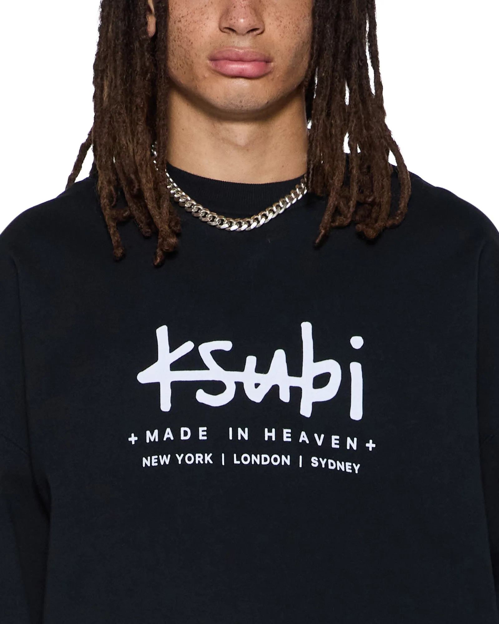Layered Hem Detailing PLATED EKCESS CREWNECK JET BLACK