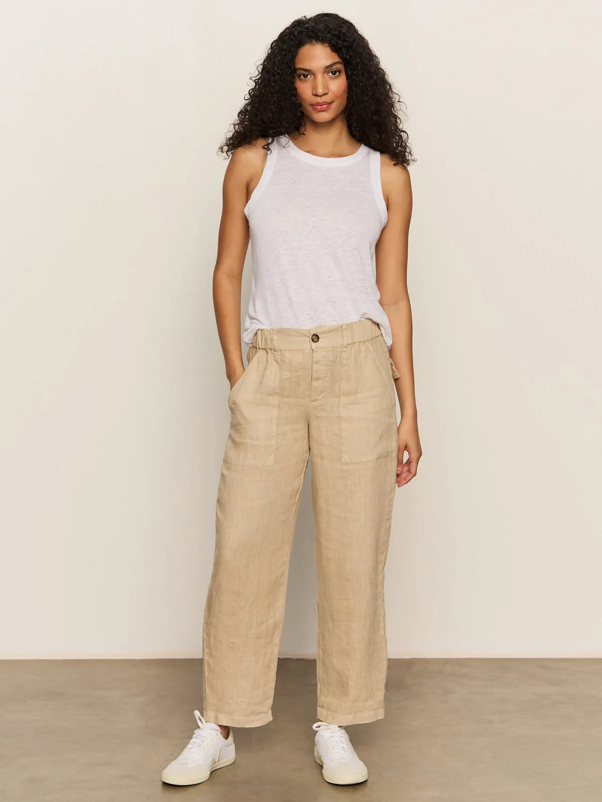 Indoor Event Sustainable Material Blend Linen Tank White