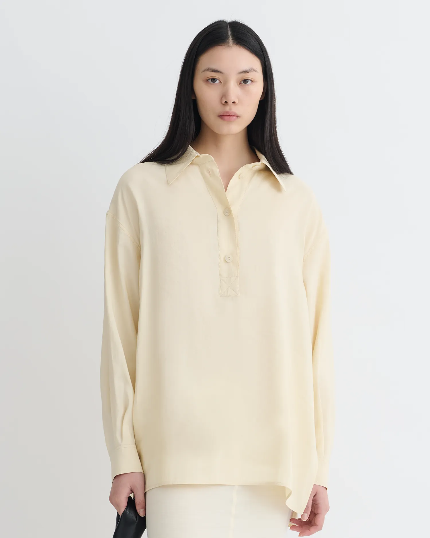 Linka - Glass Poplin Shirt - Oat Adjustable Fit Street Mood