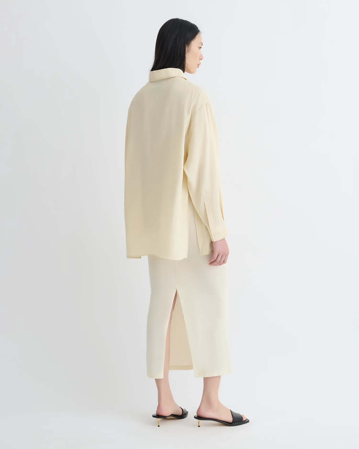 Concert wear Linka - Glass Poplin Shirt - Oat