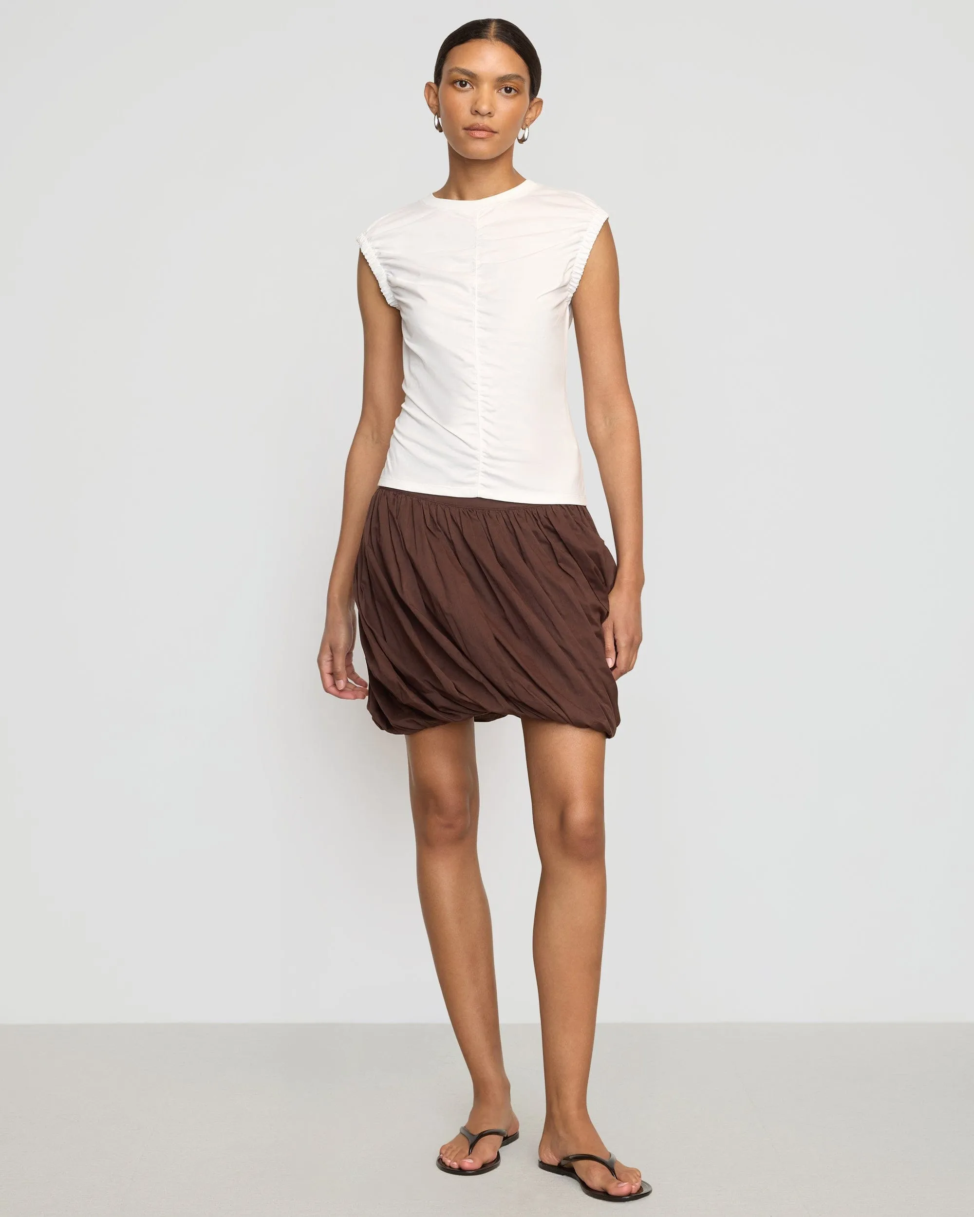 Lior Elasticated Cap-Sleeve Tank DoubleStitched Hemming MinimalistDesign