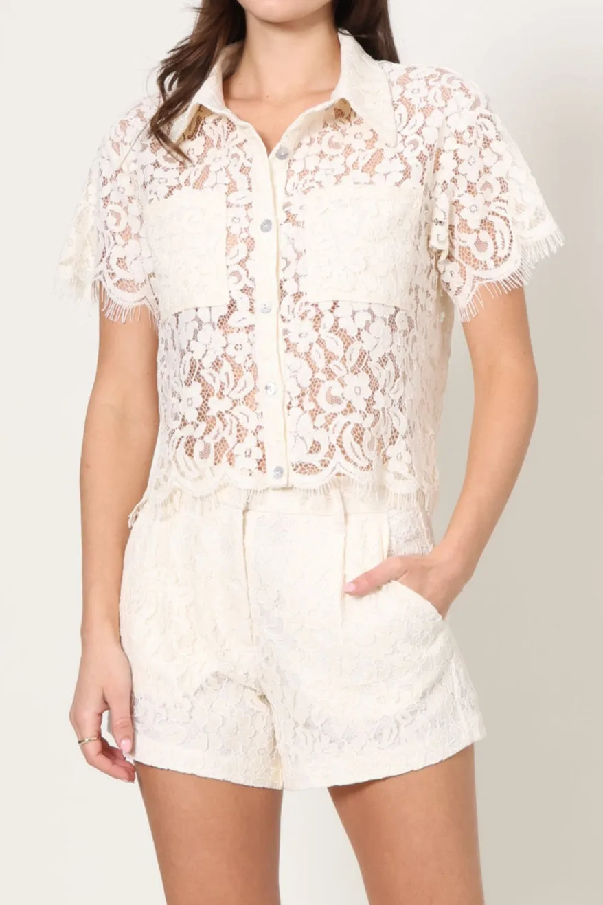 Hypoallergenic Inner Layer Liza Lace Short Sleeve Top