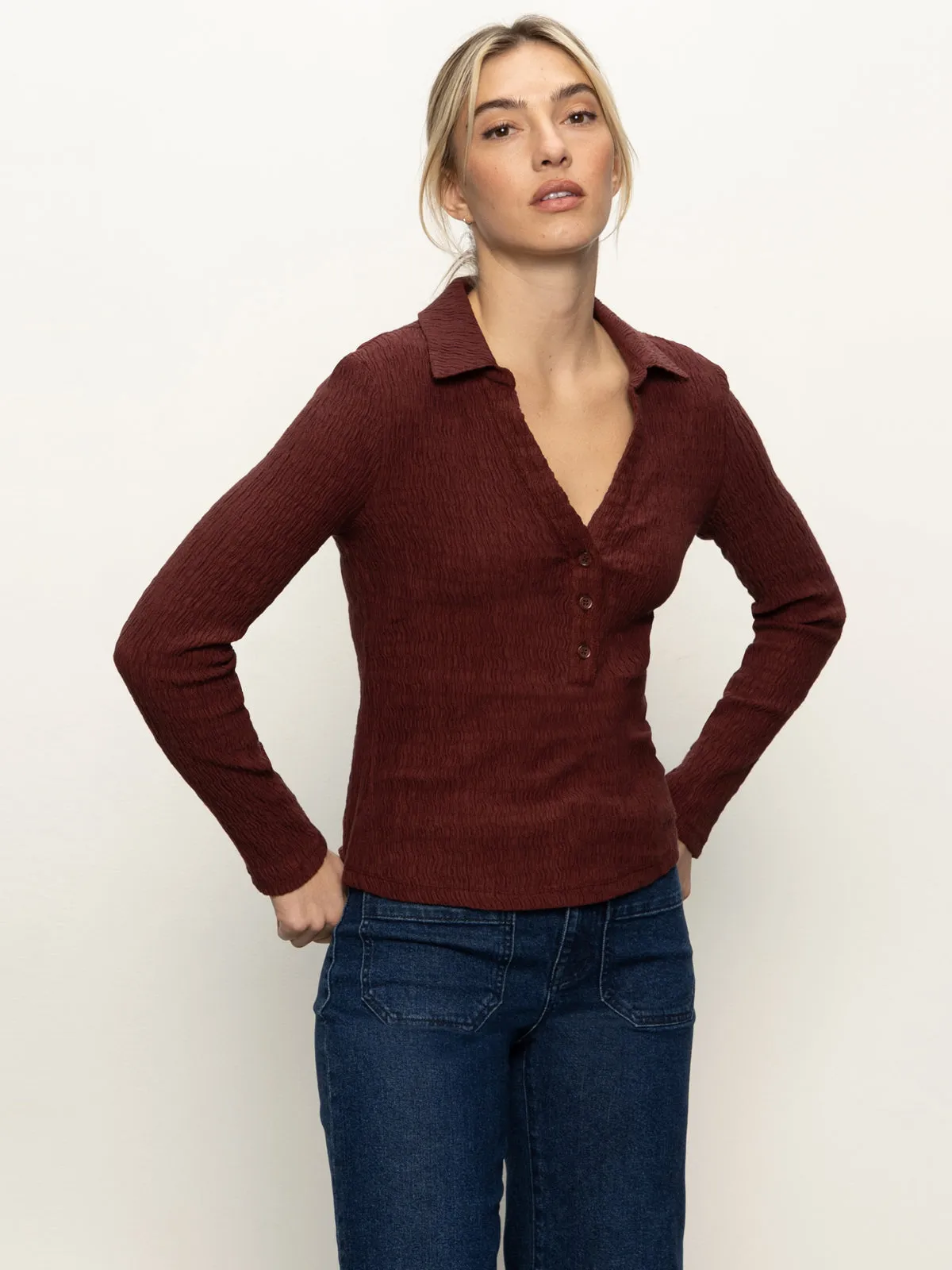 TemperatureRegulating Long Sleeve Textured Top Chicory