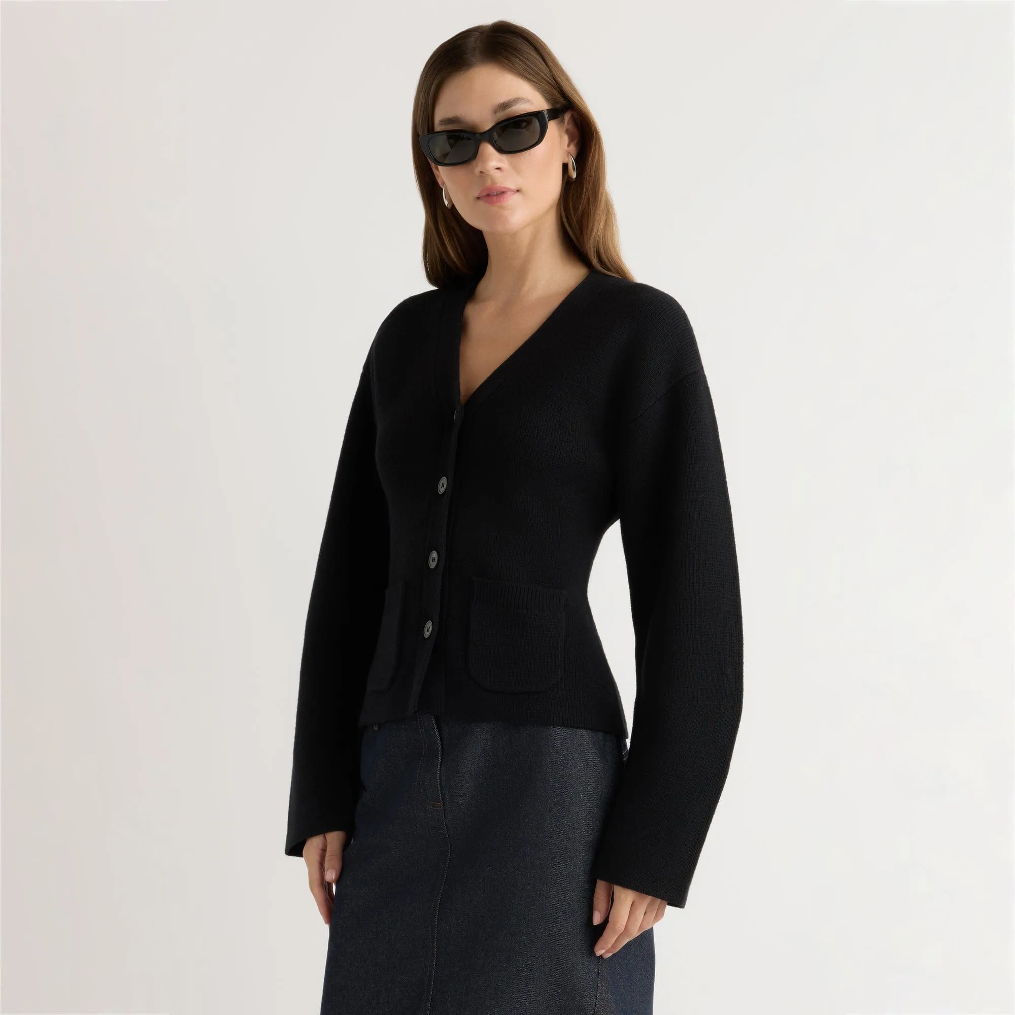 Cozy Apparel winter warmth Elinor Organic Cotton-Wool V-Neck Cardigan