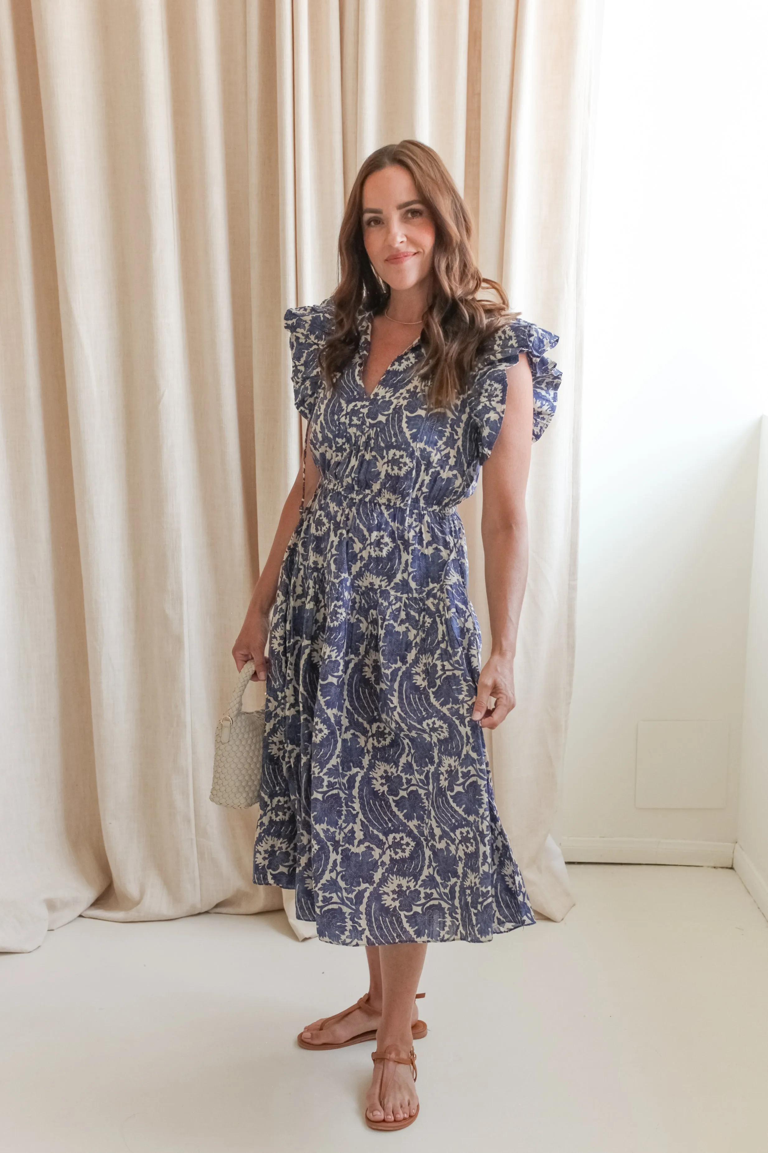 Must Have Ulla Johnson Kairi Flutter Sleeve Midi Dress - Ocean