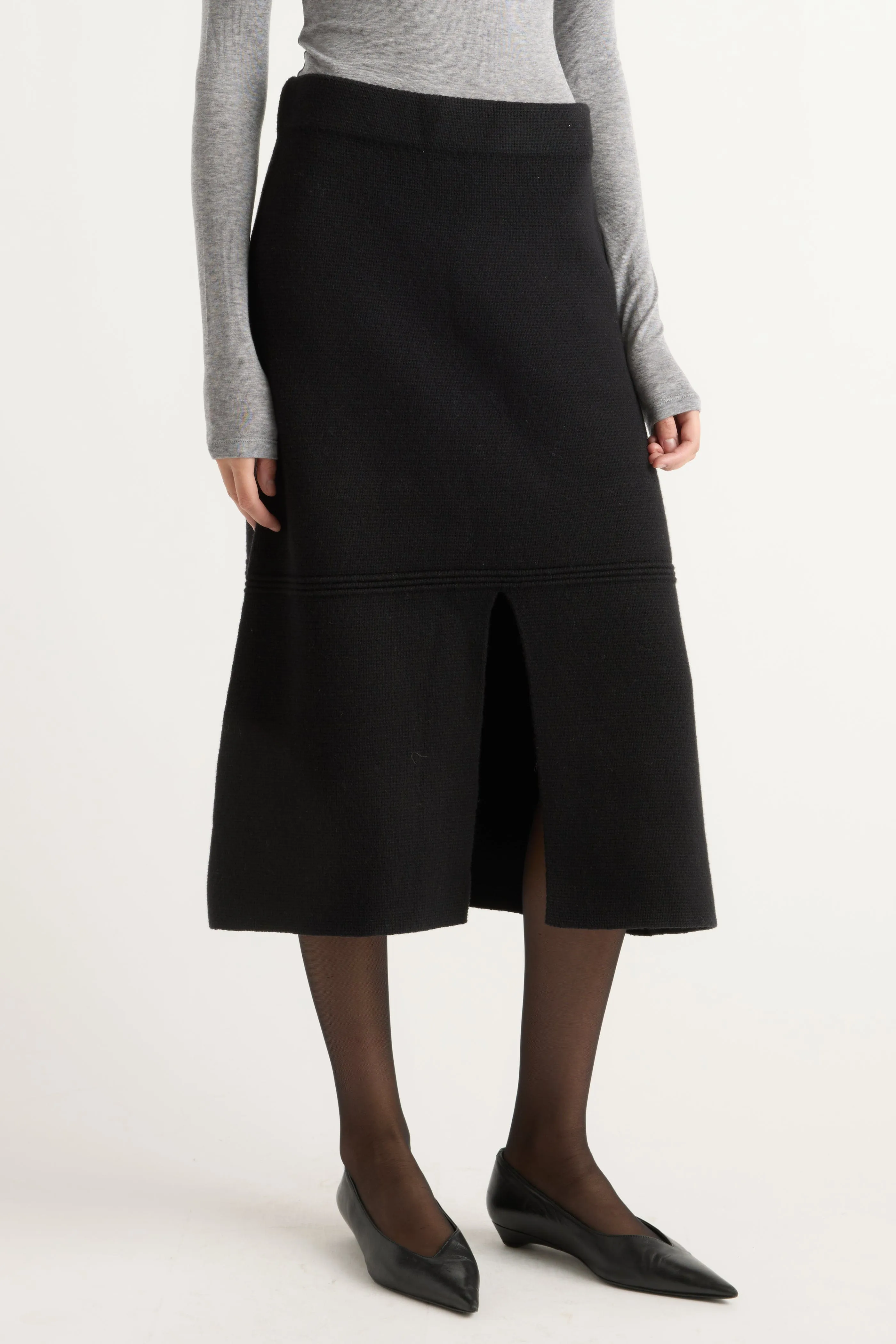 Lora Organic Cotton-Wool Skirt Fringe Detail