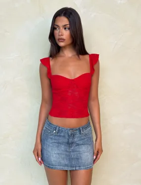 Durable Stitch Pattern SustainableBlend LORNA TOP - RED