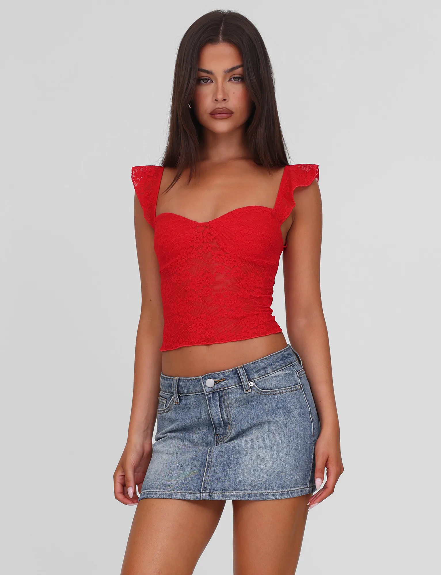 LORNA TOP - RED Soft Wool