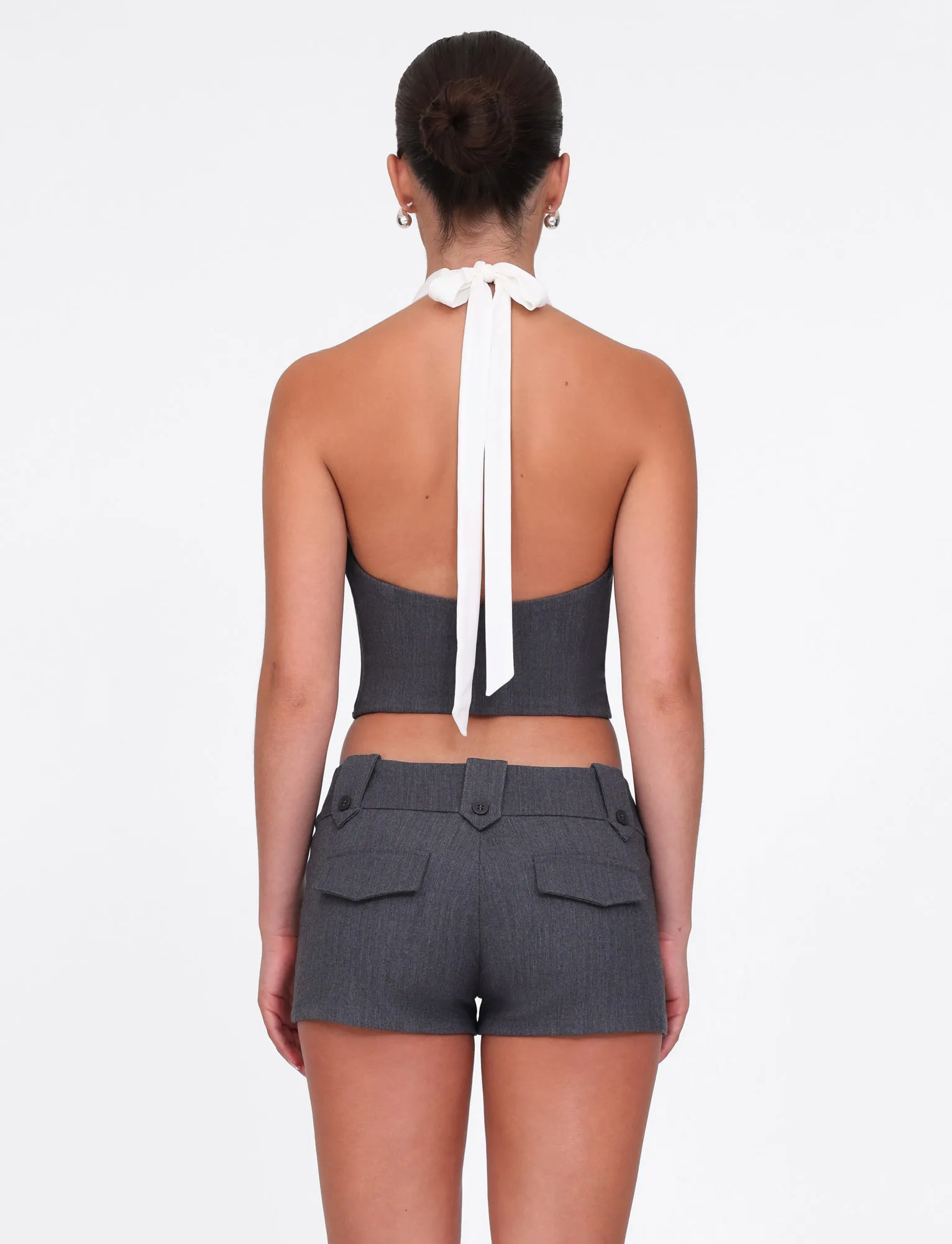 Drop Shoulder LOTUS TOP - CREAM : GREY