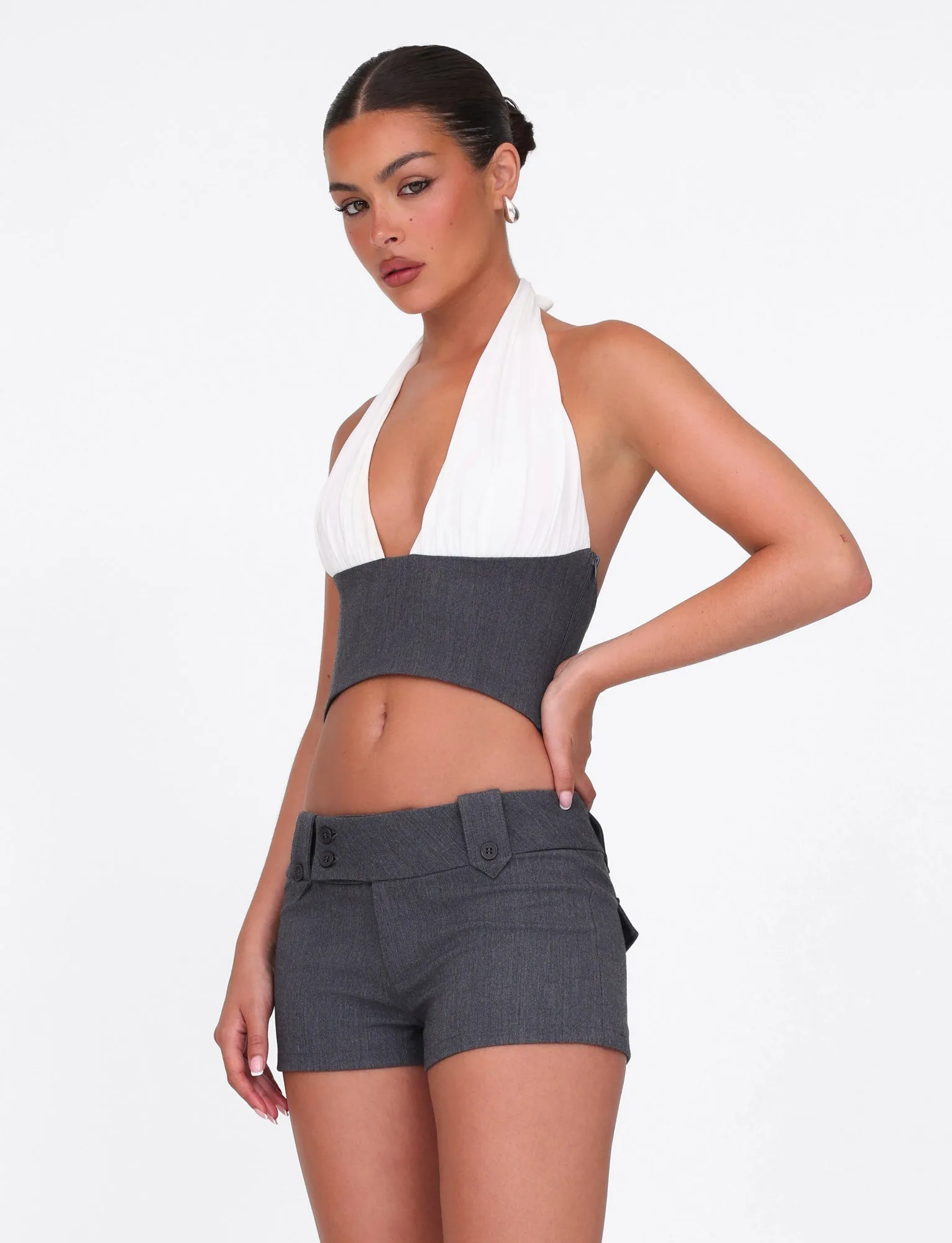 LOTUS TOP - CREAM : GREY NonChafing Fabric Loose cut