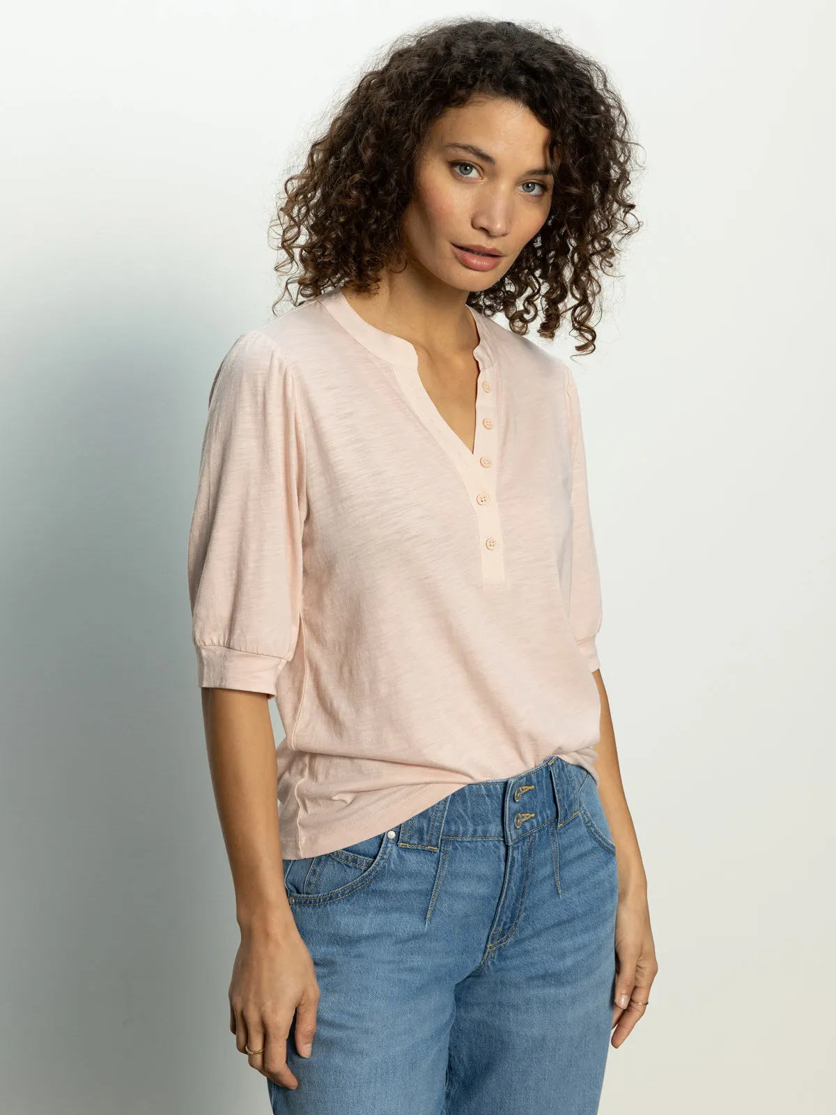 Casual Layering Comfy Comfort Mixed Media Tee Earth Pink